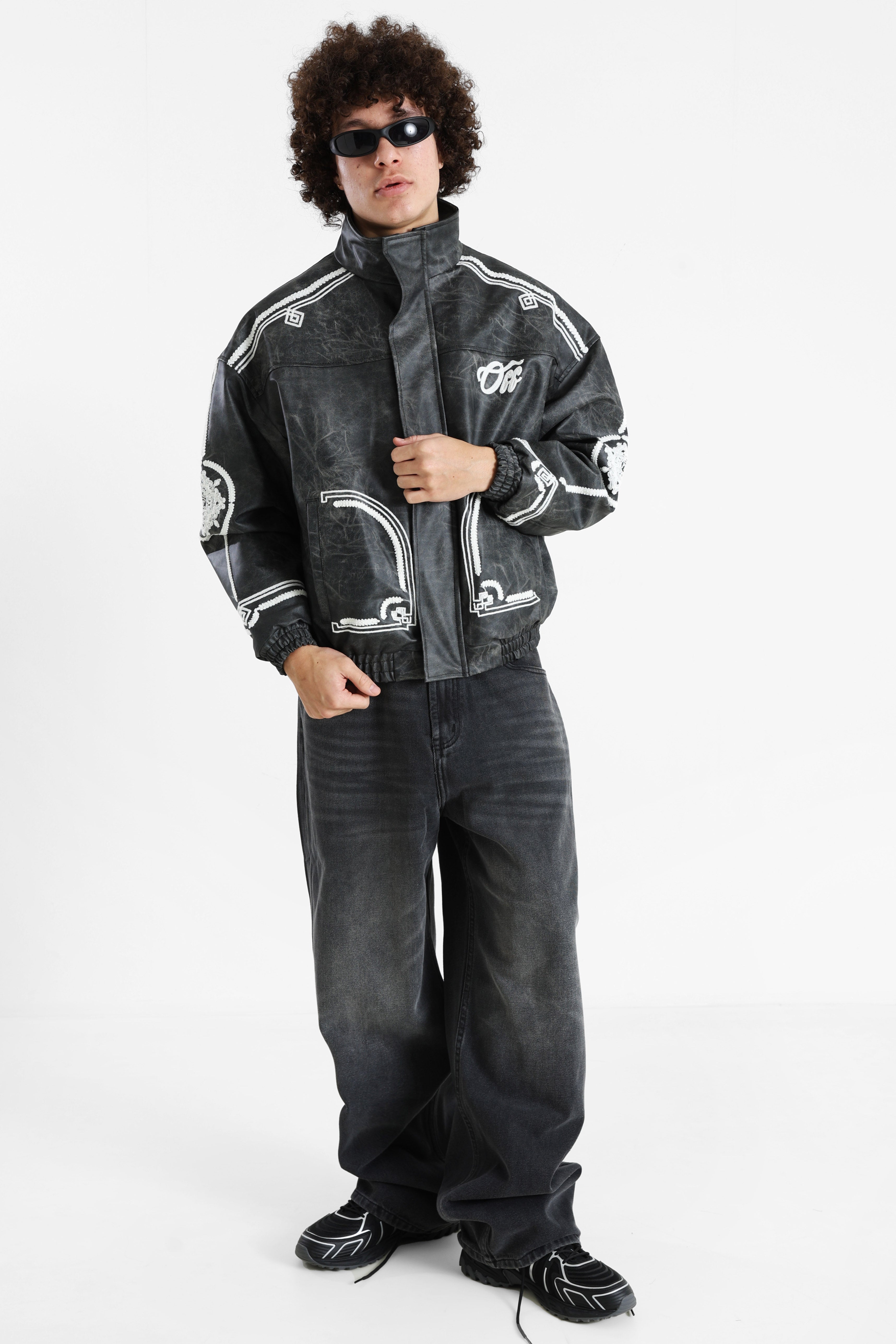 Kunstlederjacke - Black Washed