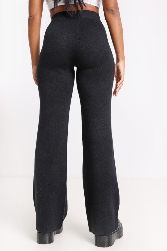 Wide Leg Strickhose - Schwarz