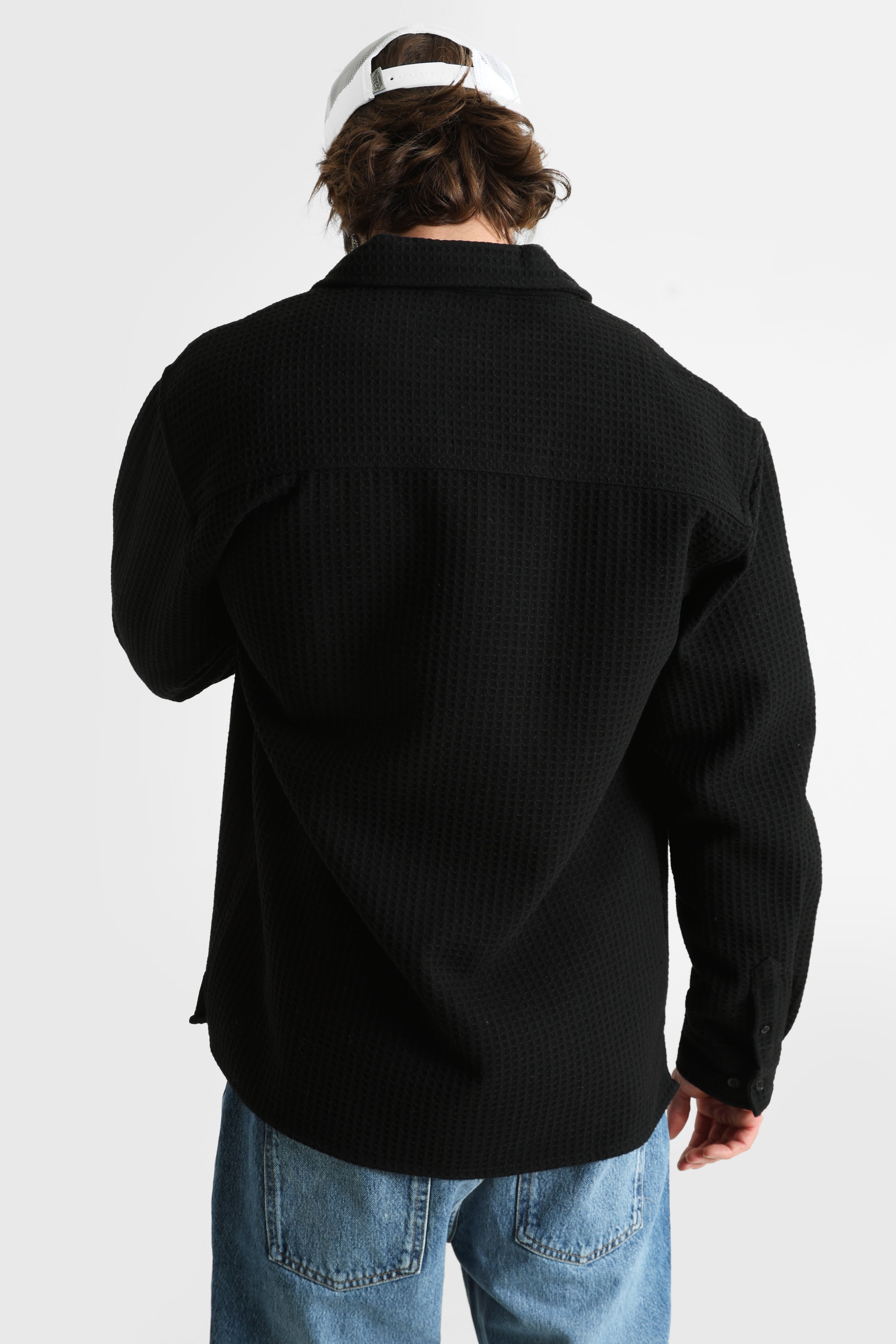 RRCHEN Overshirt mit Waffelstruktur - Black