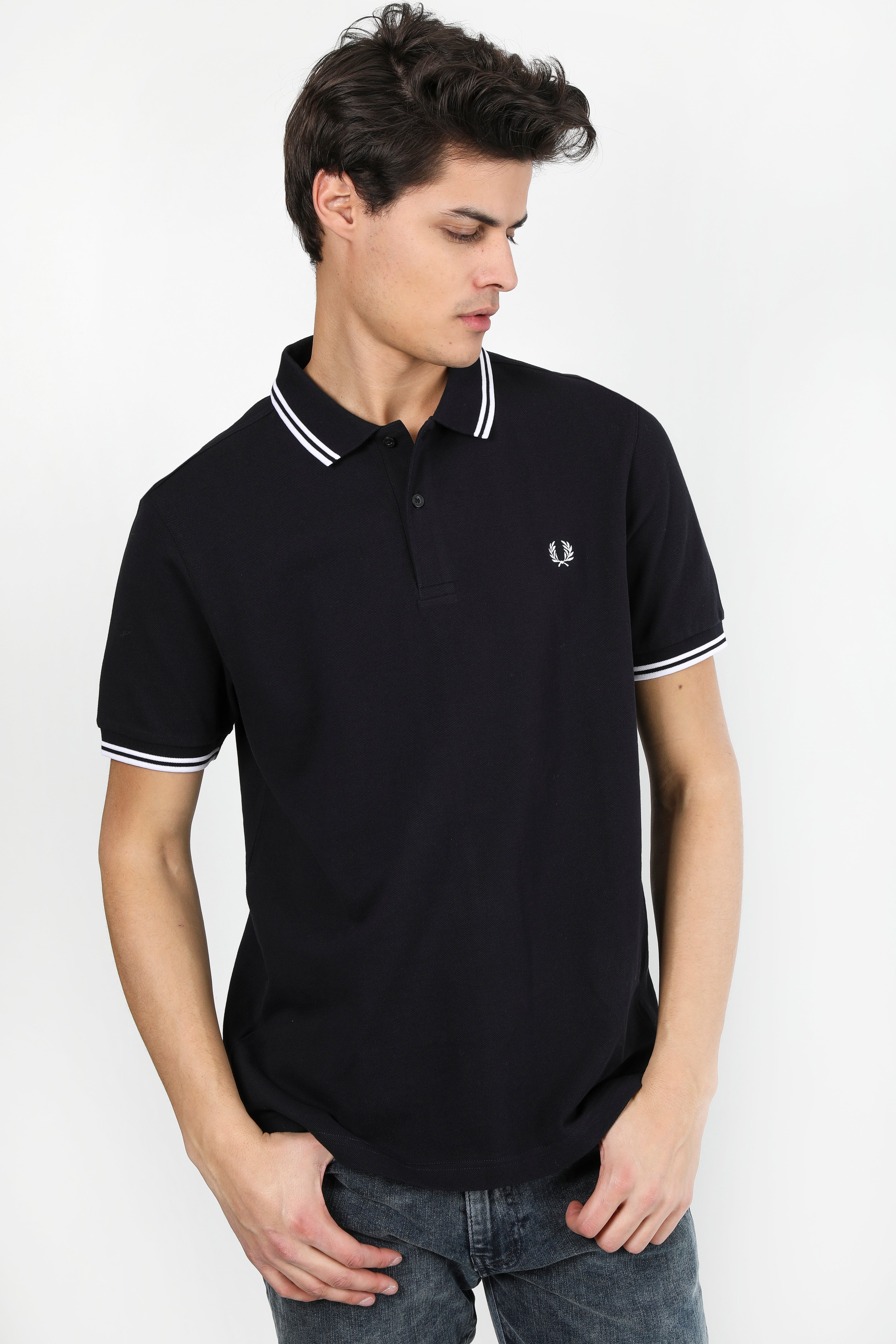 Poloshirt - Navy + White