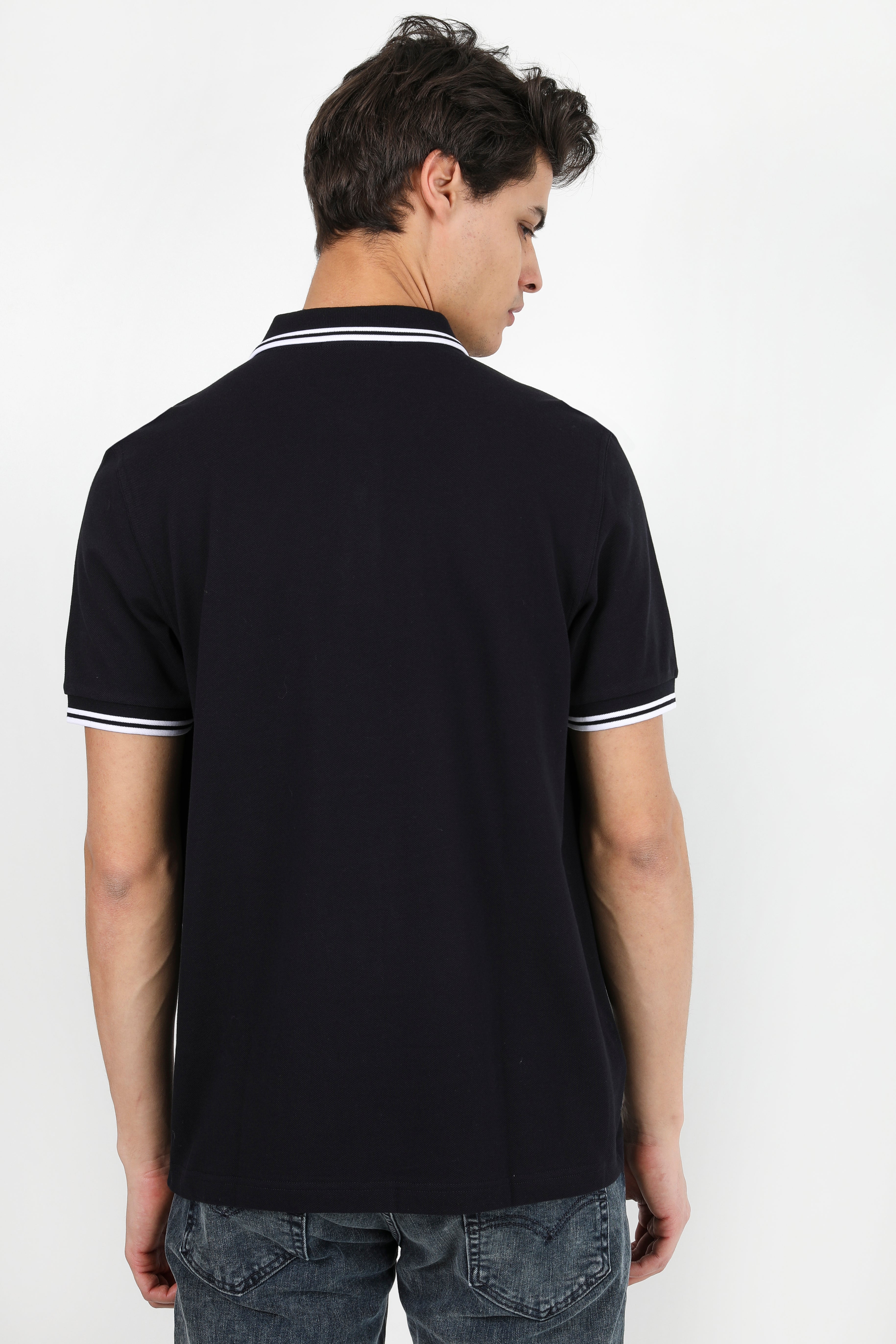 Poloshirt - Navy + White