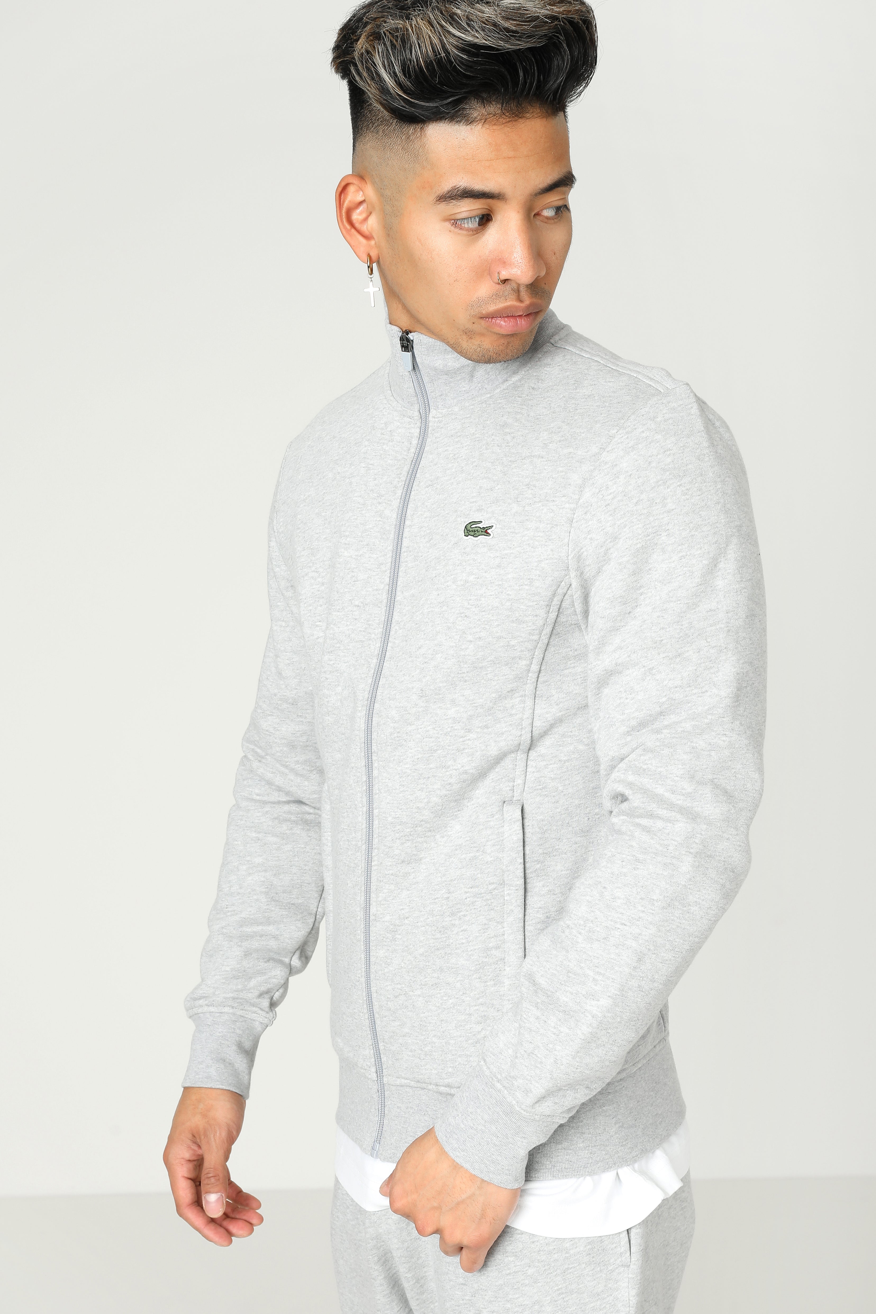 Sweatjacke - Hellgrau meliert