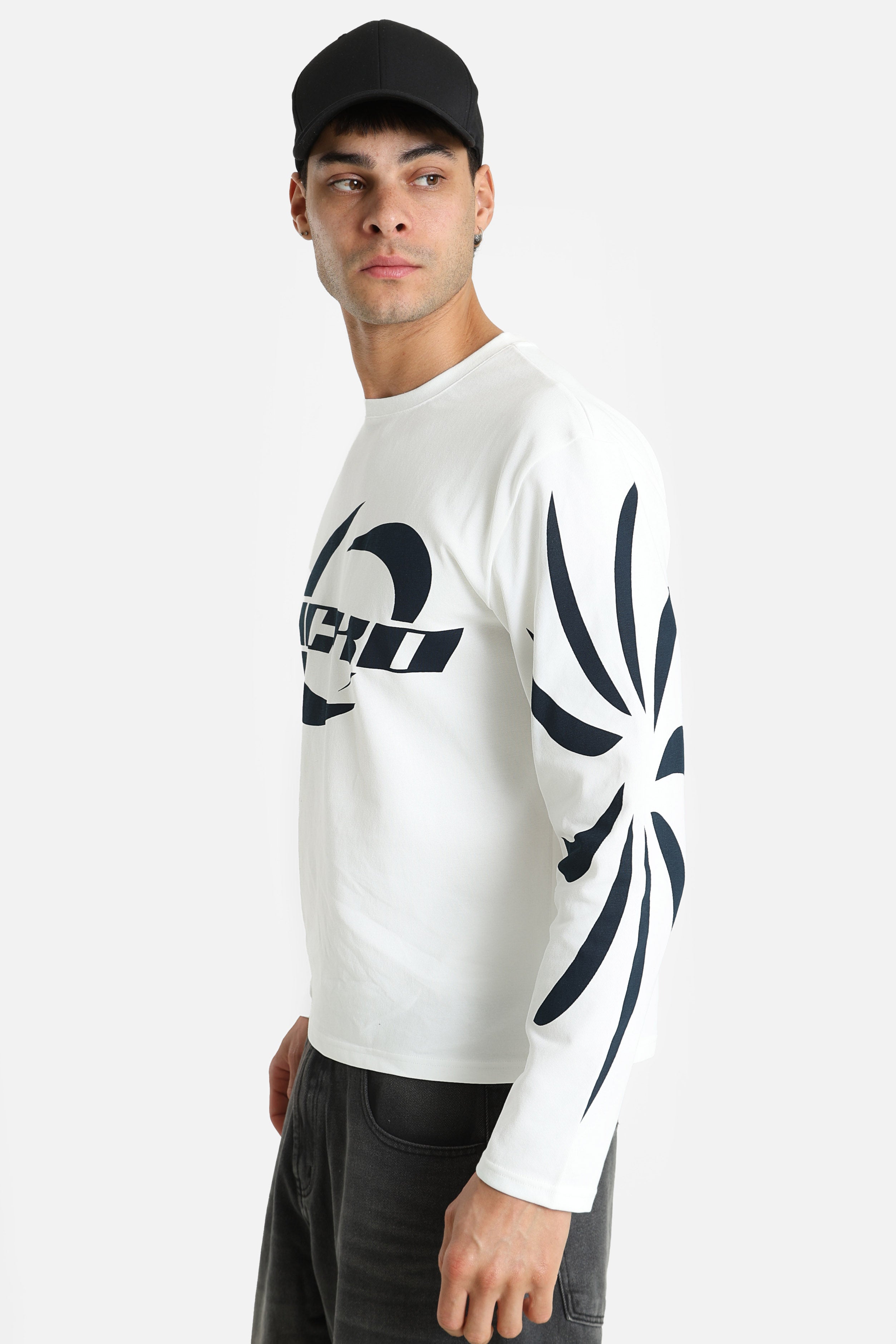 Langarmshirt - Offwhite + Schwarz