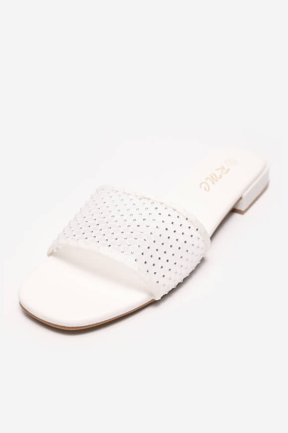 Pantoletten mit Strass - White