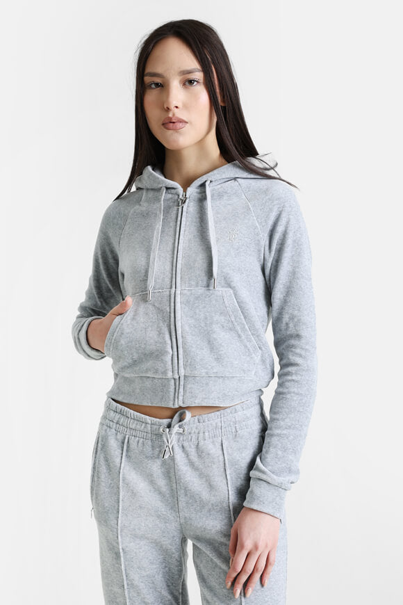 Madison Samt Crop Jacke - Silver Marl