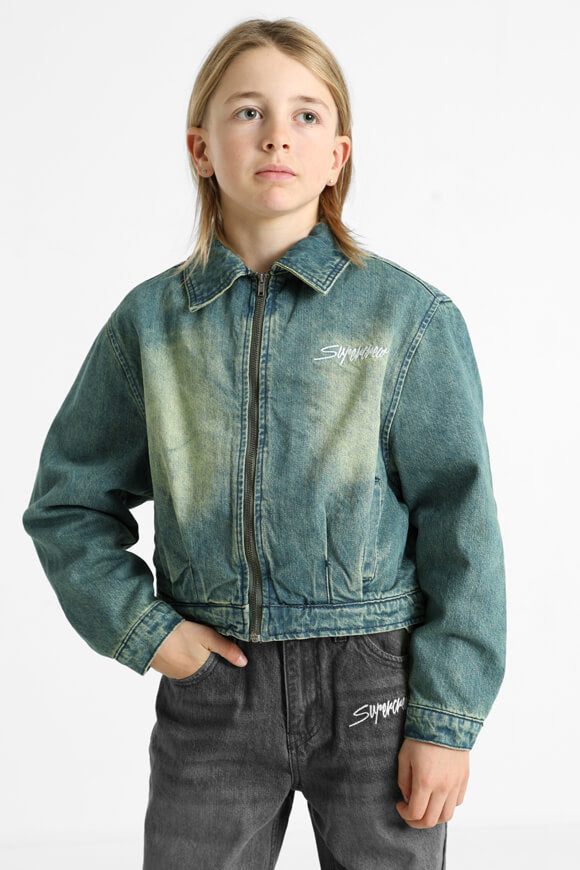 Jeansjacke - Blau/Grün