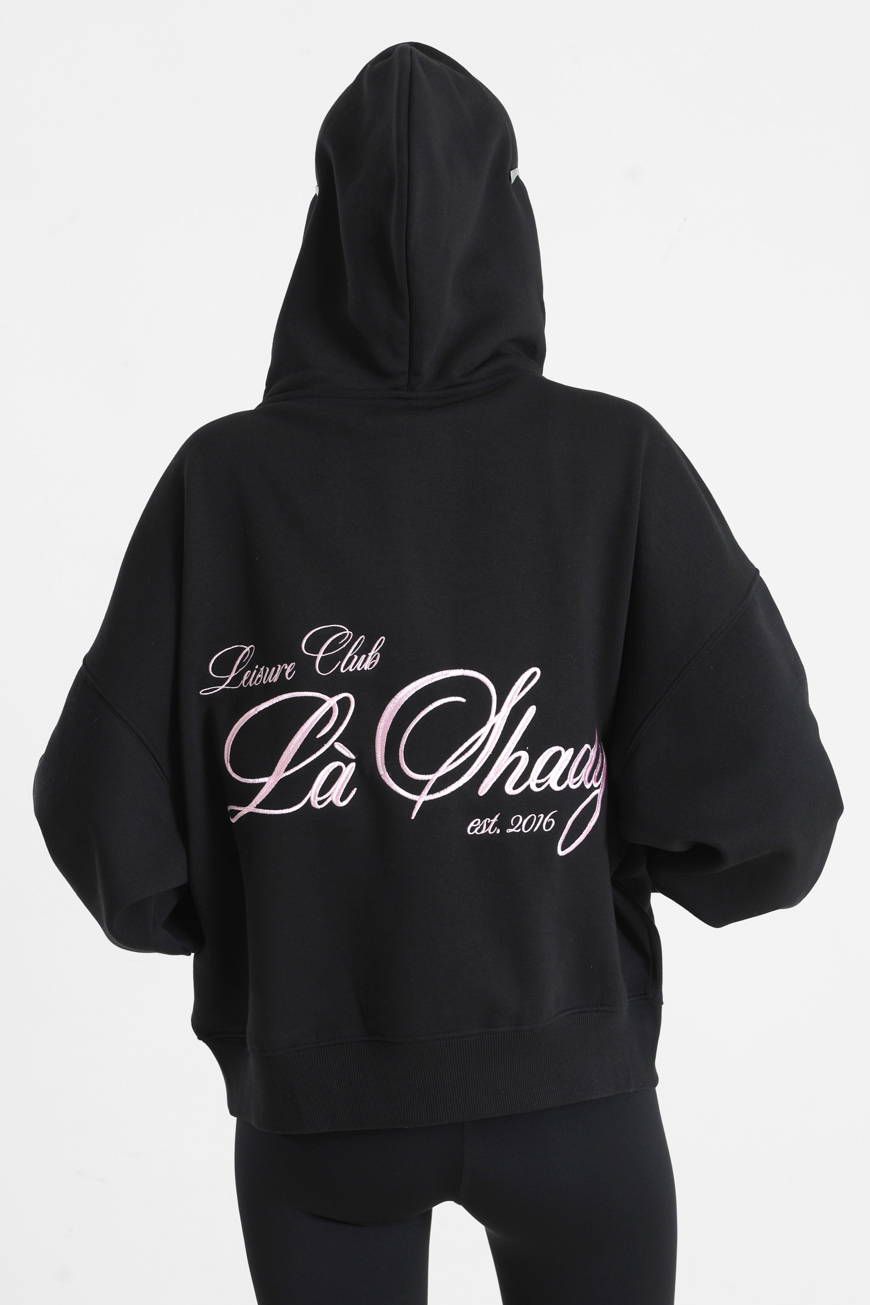 Kapuzensweatjacke - Schwarz + Rosa