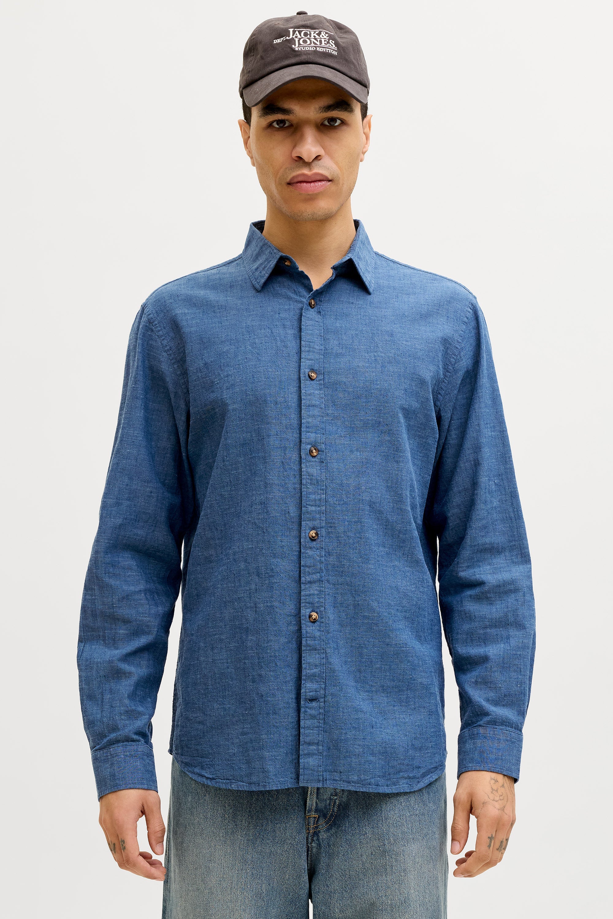 JJESUMMER Leinenhemd - Navy Blazer