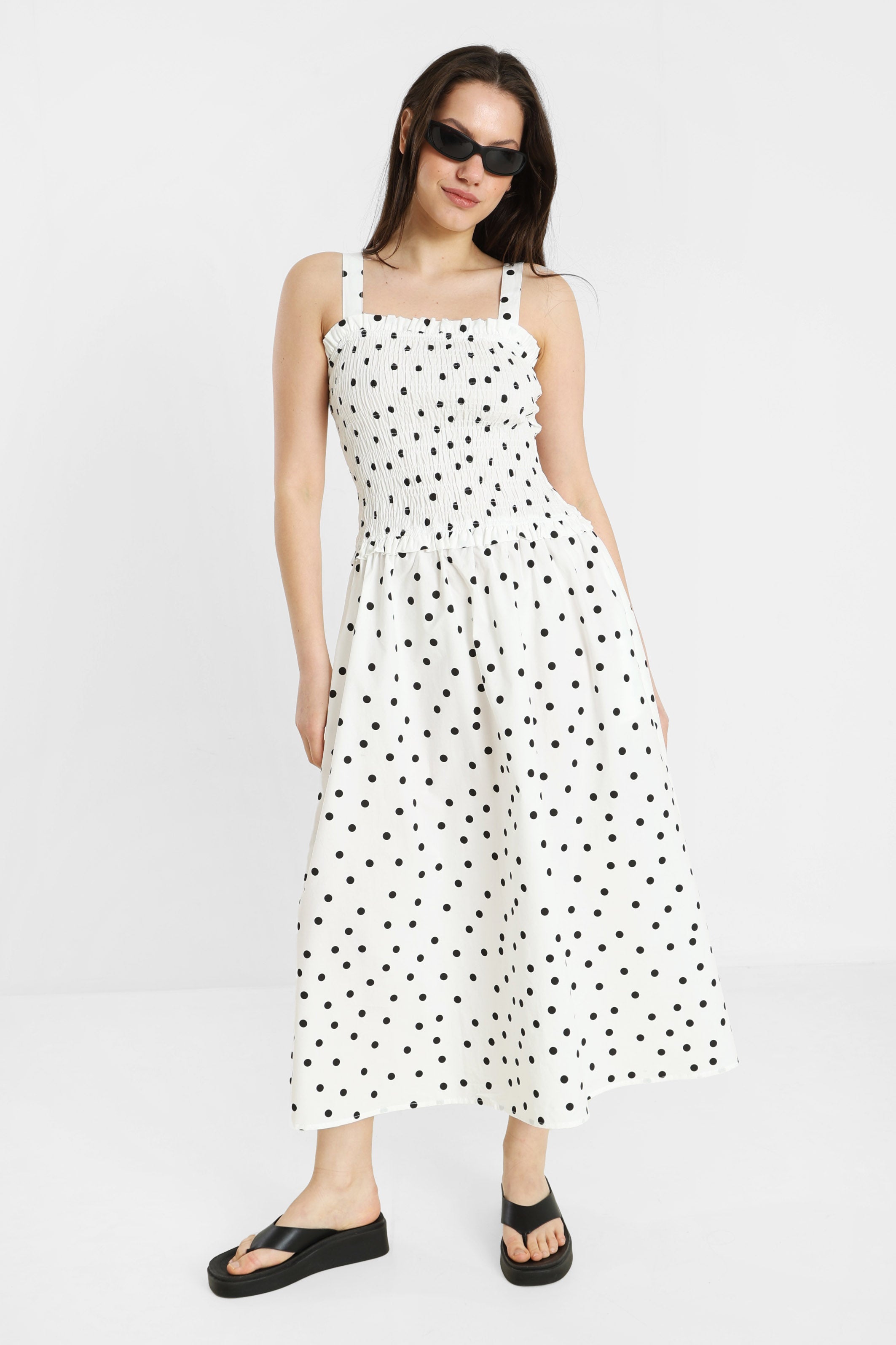 Maxikleid - Offwhite + Schwarz