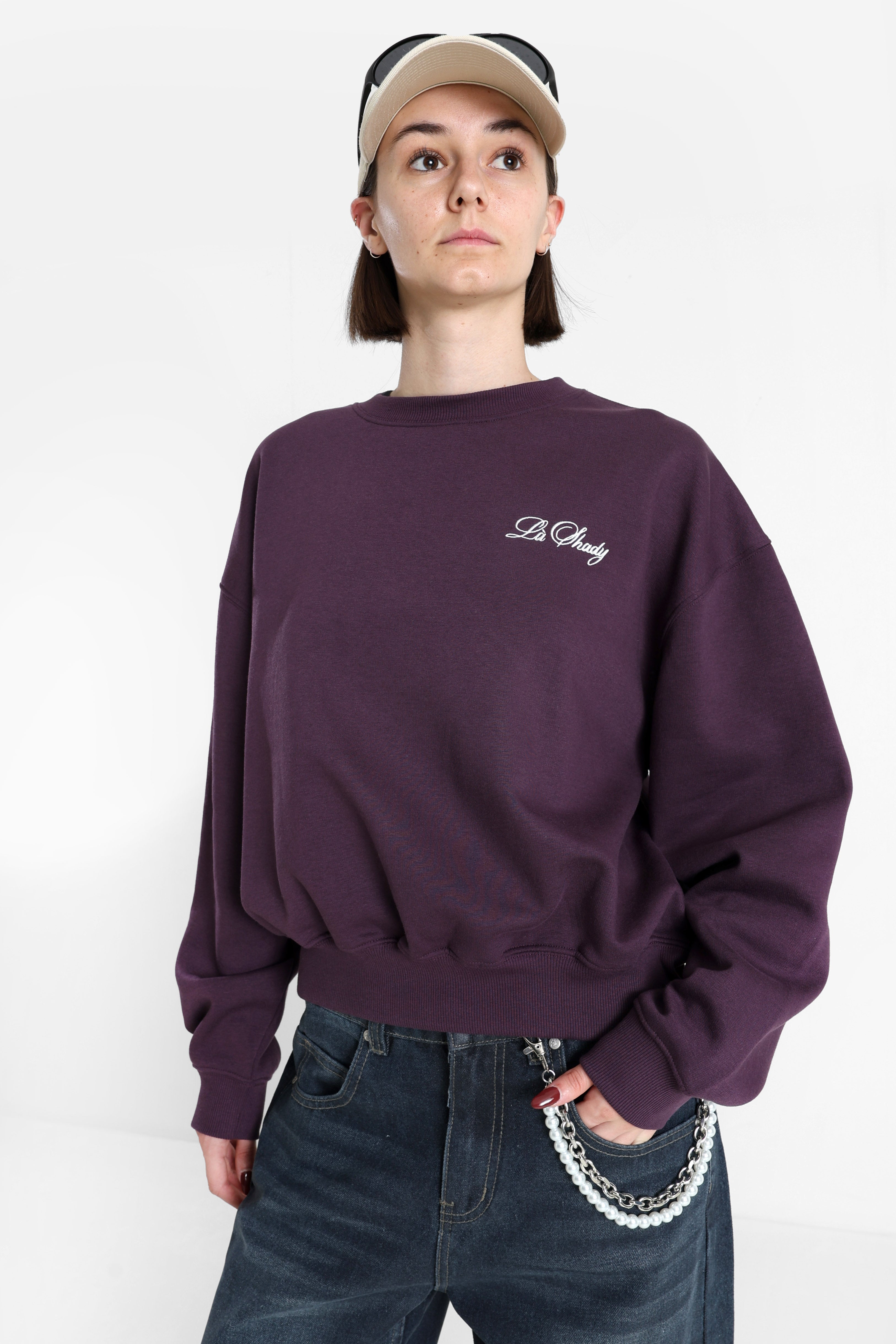 Sweatshirt - Aubergine + Offwhite