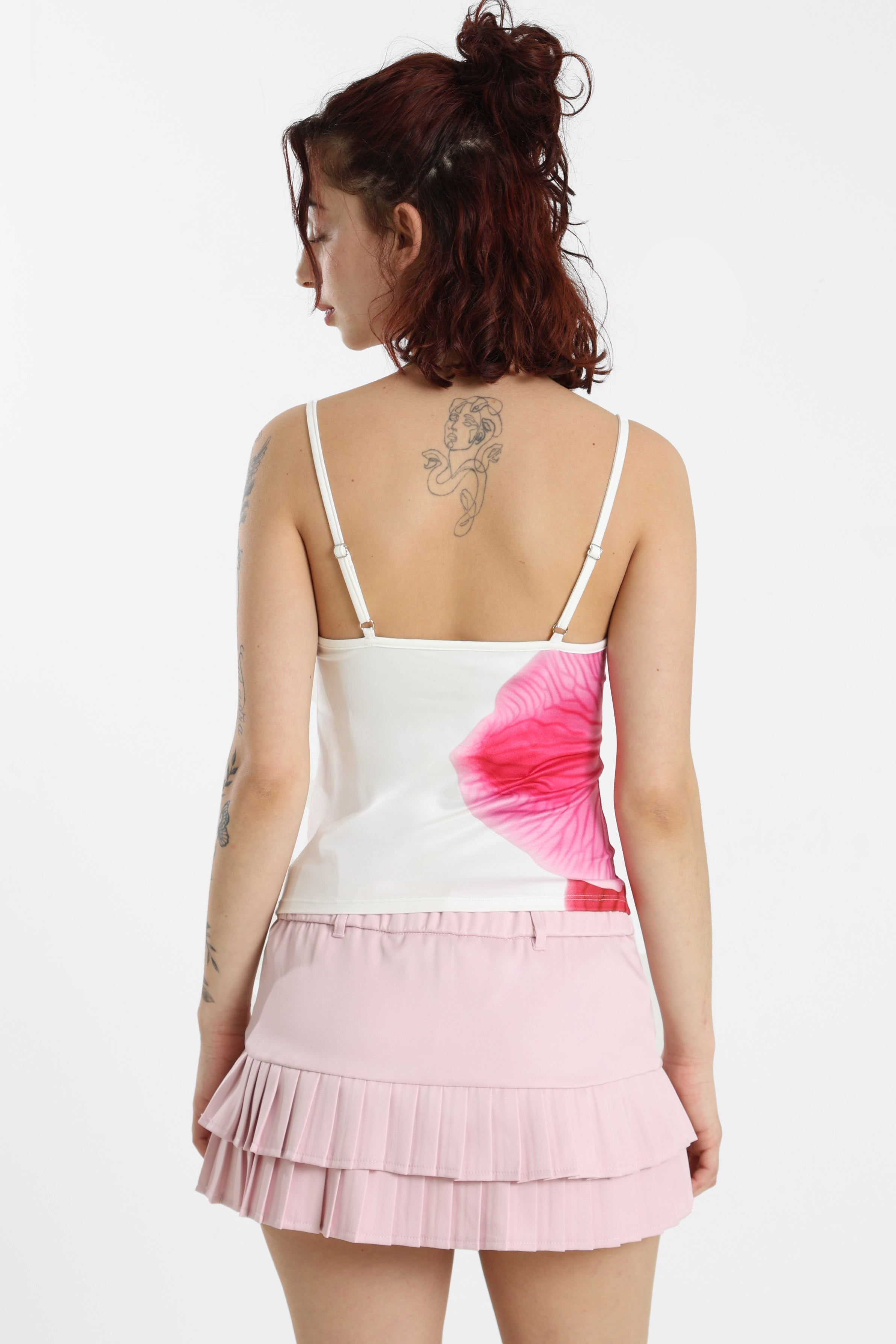 Crop Trägertop - Offwhite + Rosa