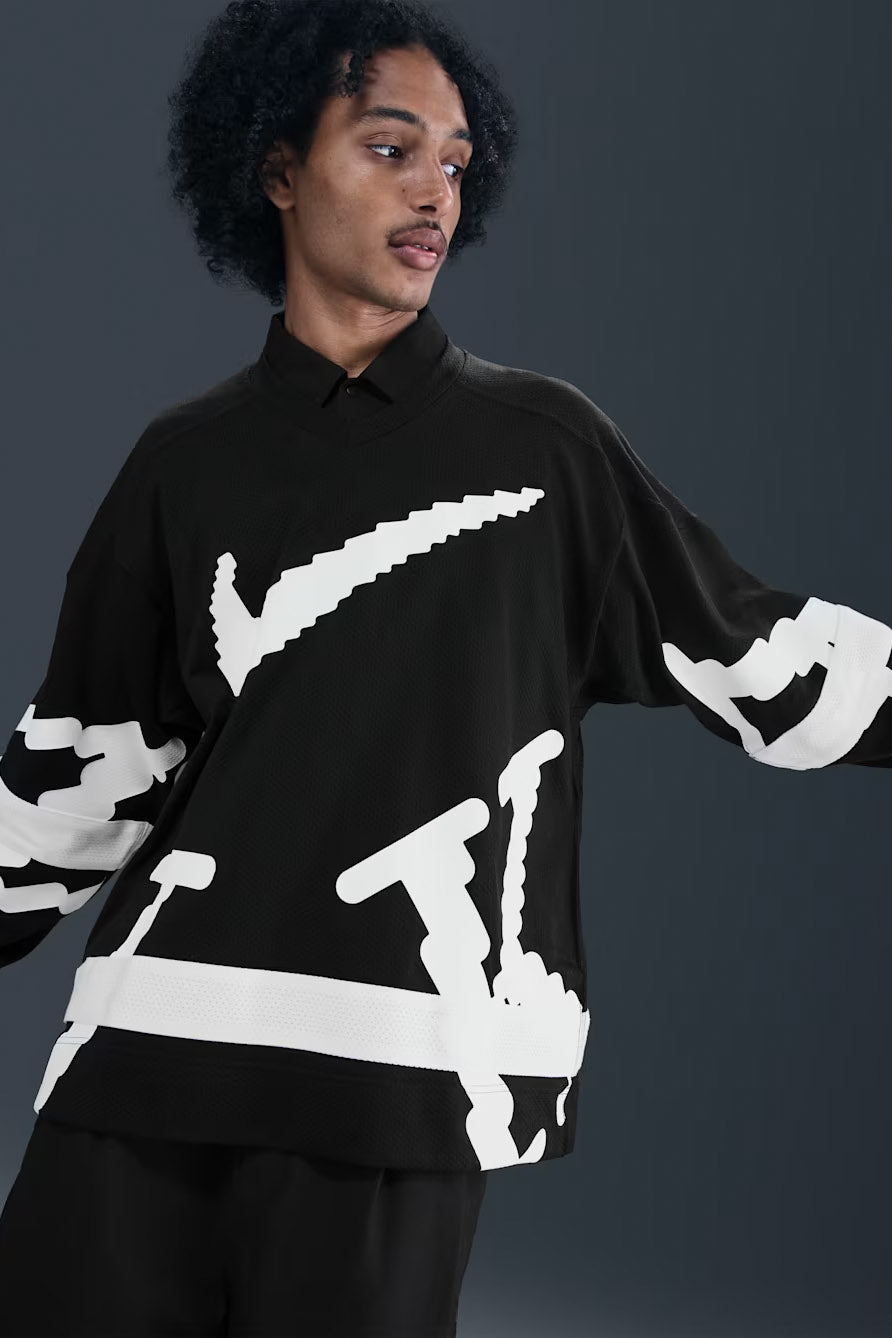 Strukturiertes Langarmshirt - Black + White