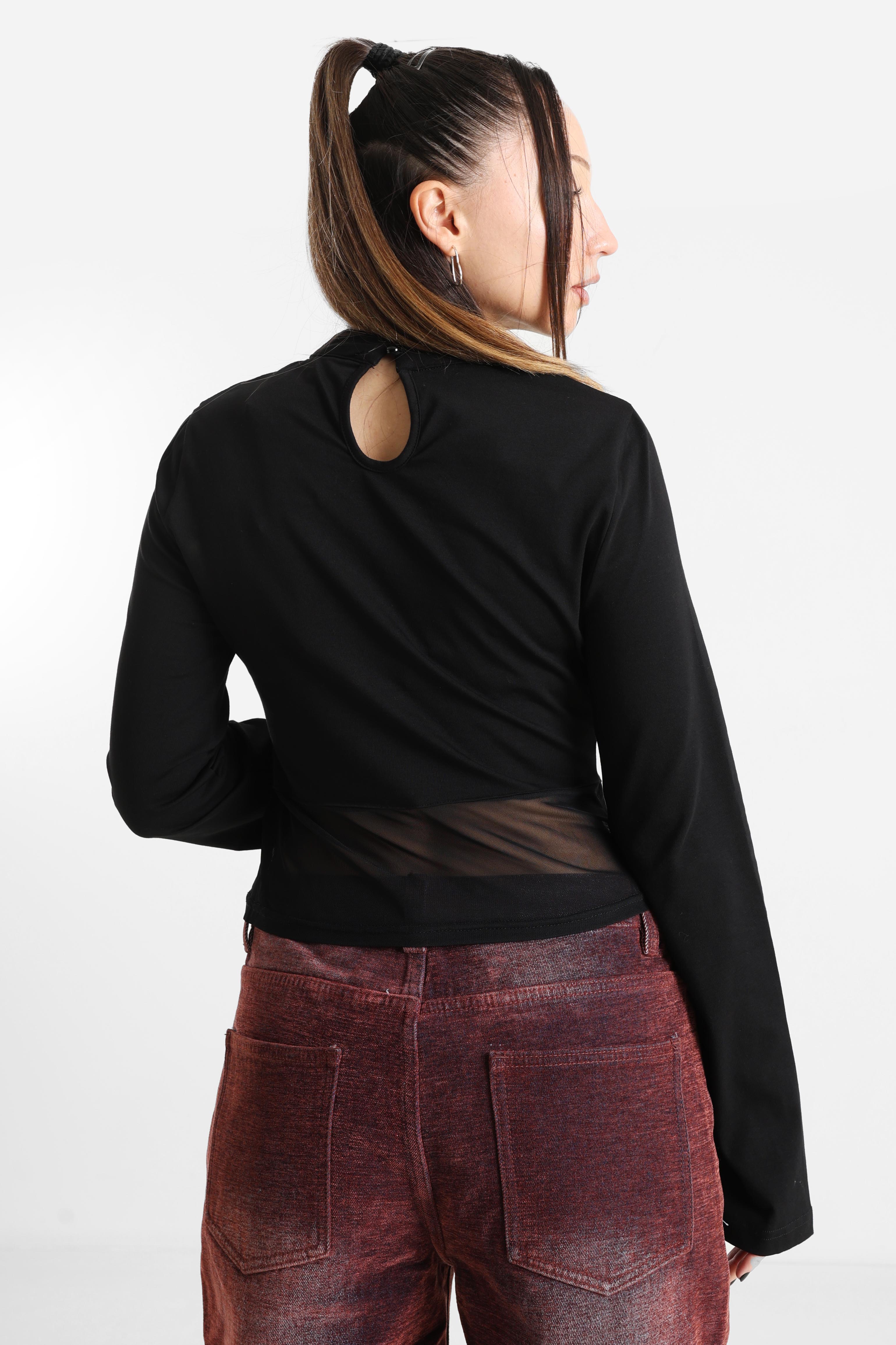 Cordella Crop Langarmshirt - Black