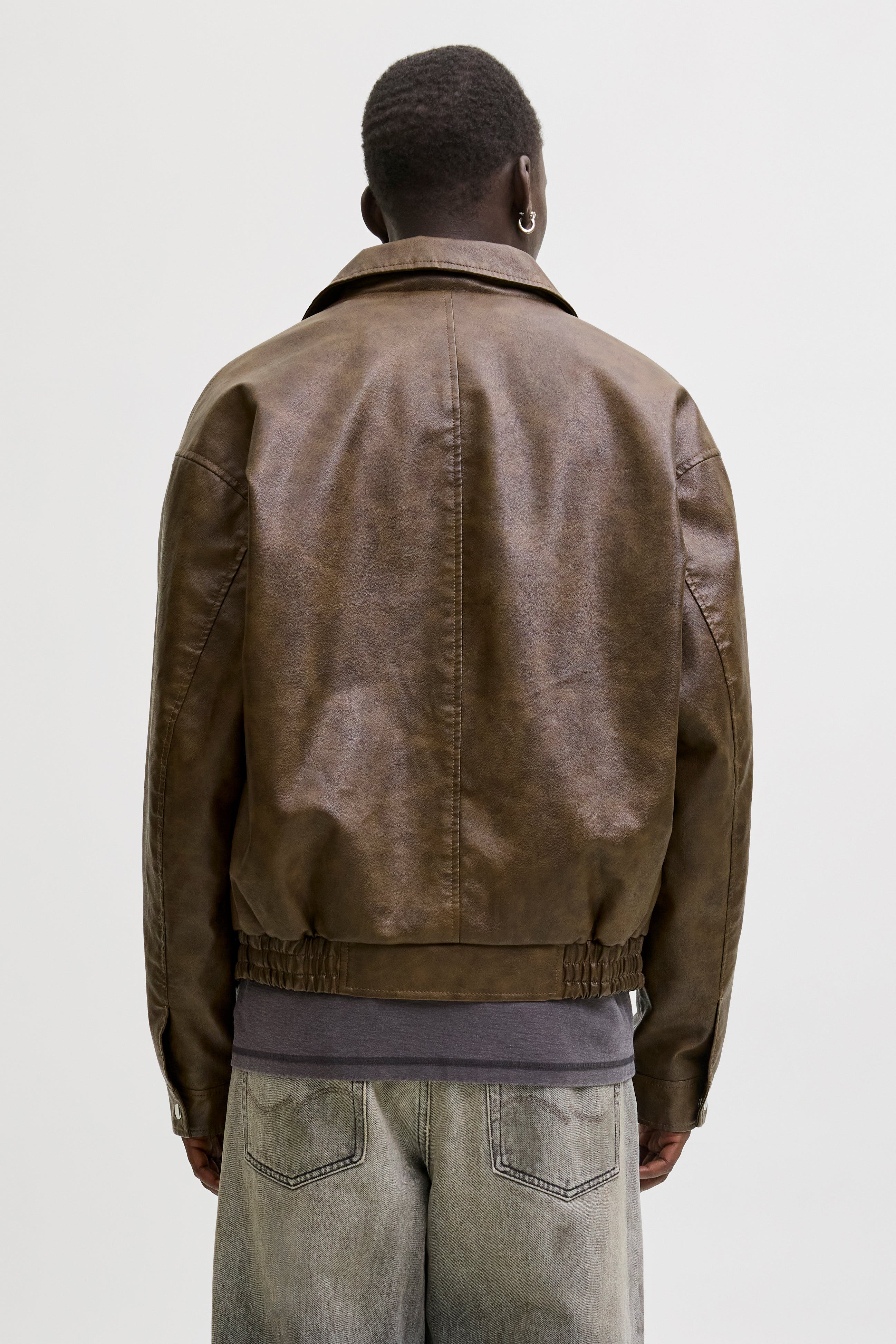 JJLEON Bomber Kunstlederjacke - Chocolate Brown