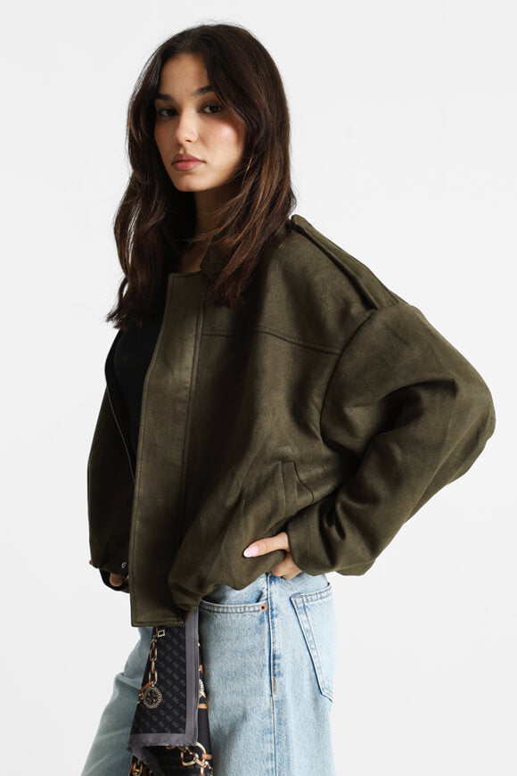 Kunstwildleder Jacke - Khaki