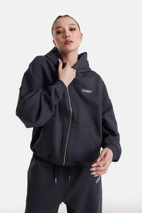 Oversize Kapuzensweatjacke - Dunkelgrau