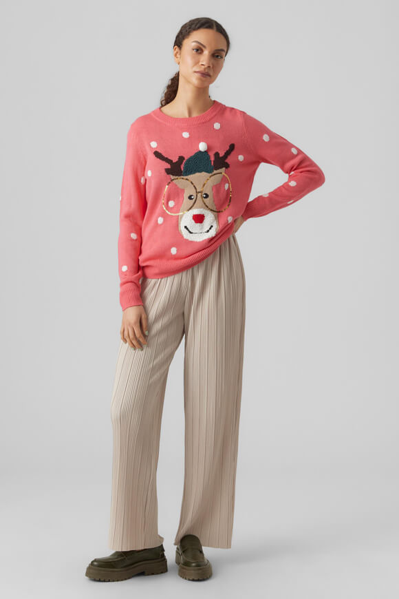 Weihnachtsstrickpullover - Hot Pink