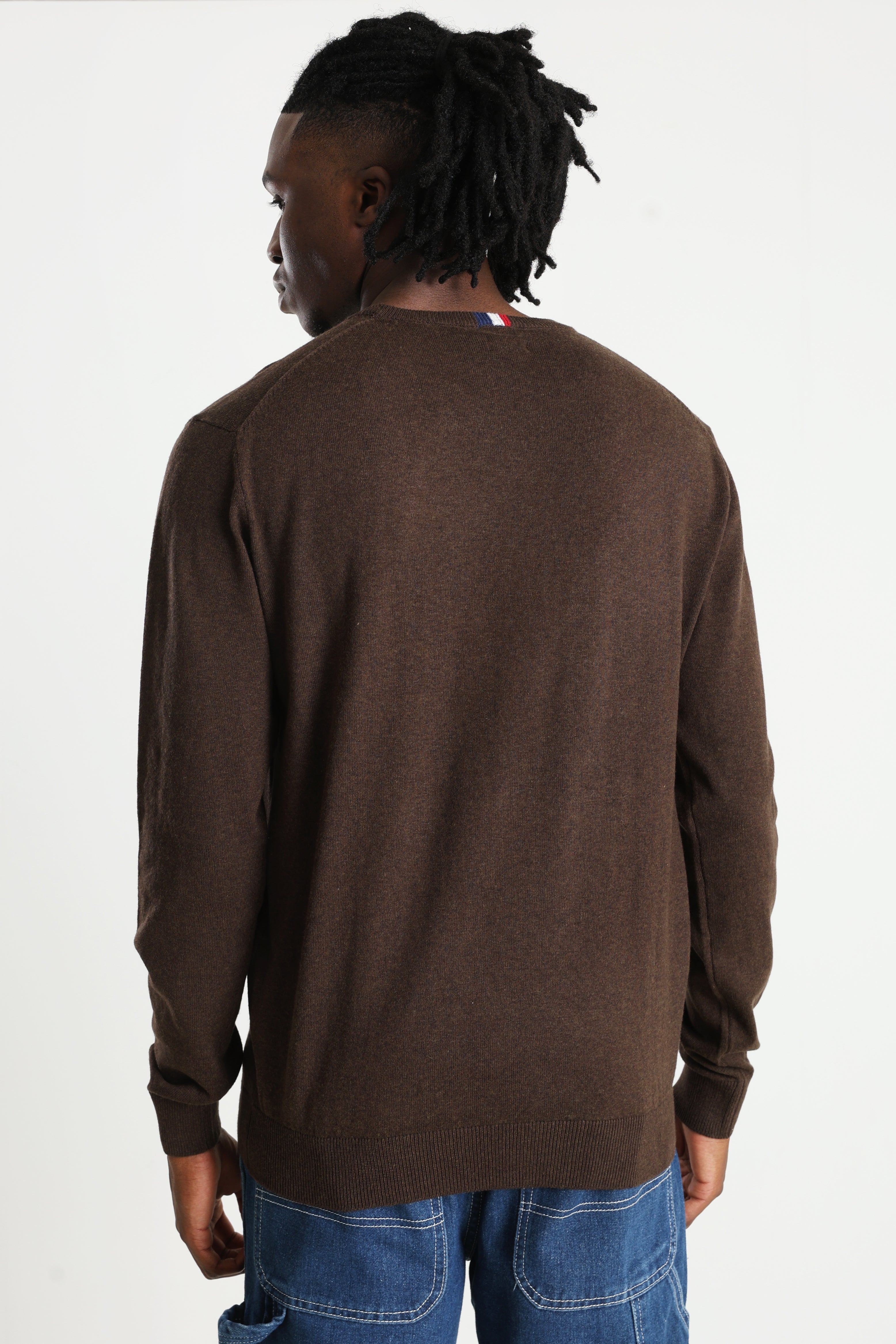 Leon Feinstrickpullover - Dark Brown Heather