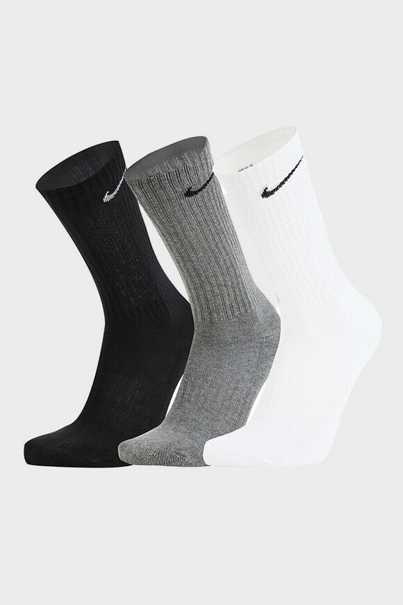 Dreierpack Socken - Schwarz + Weiss + Grau meliert