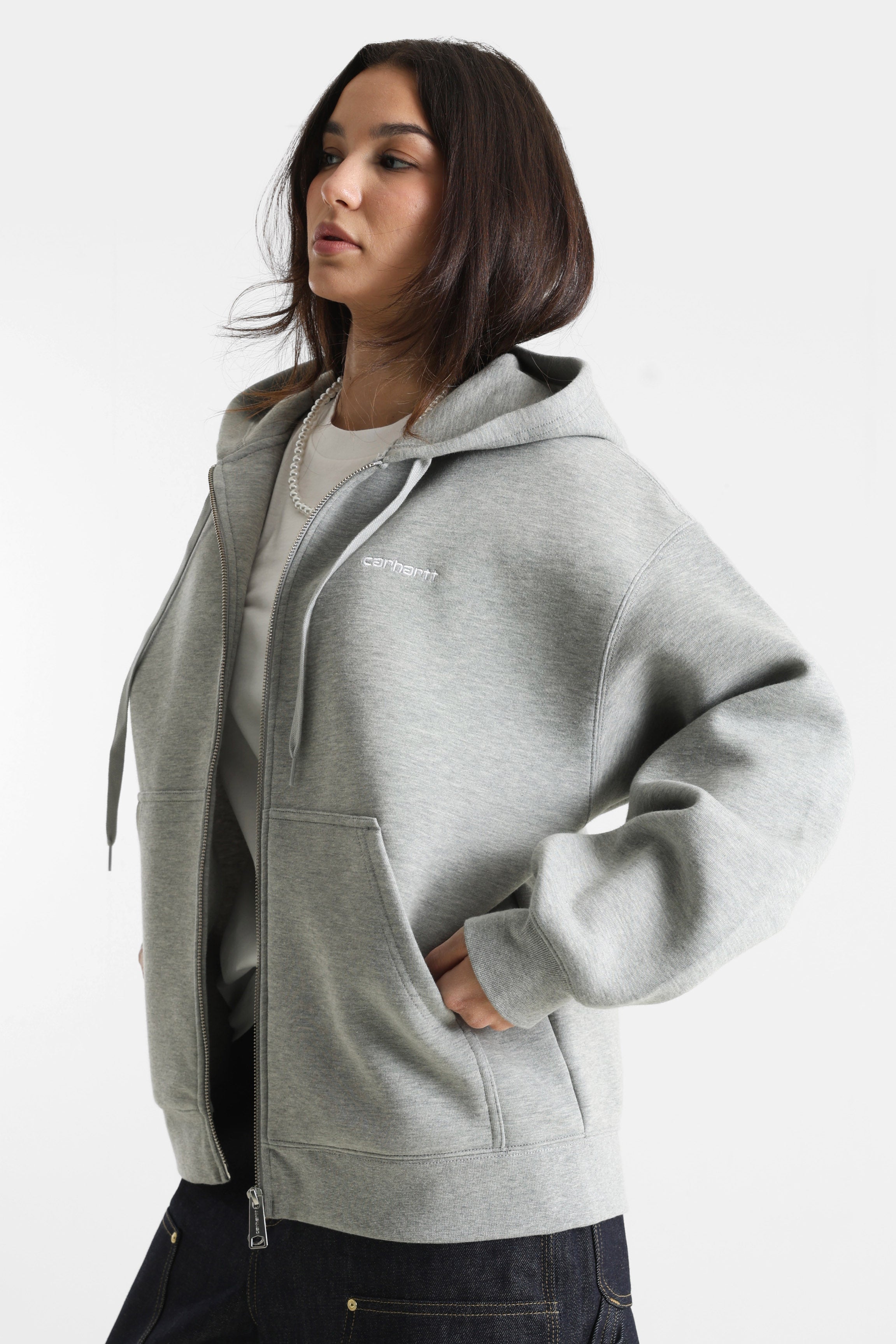 Alda Oversize Kapuzensweatjacke - Grey Heather