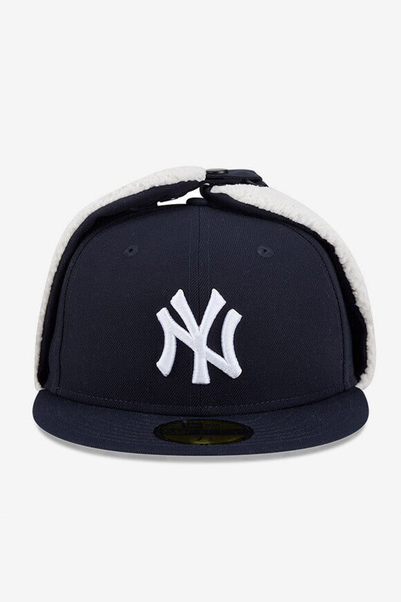 Fleece Trapper cap - Dark Navy + White