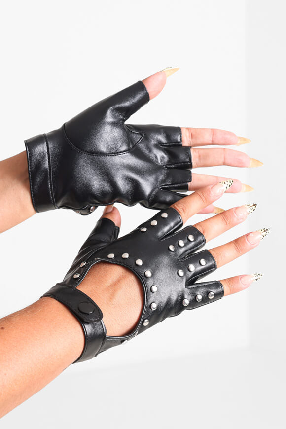Kunstleder Kurzfingerhandschuhe - Black