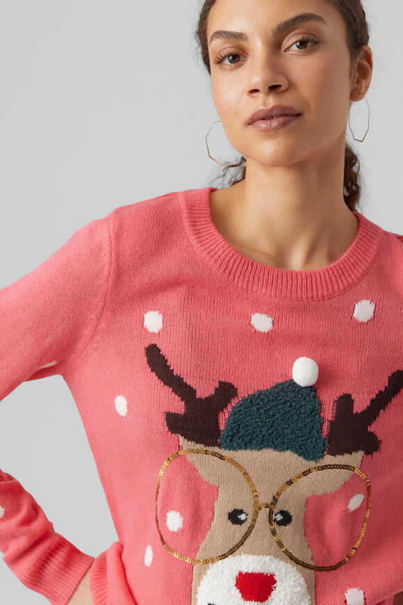 Weihnachtsstrickpullover - Hot Pink