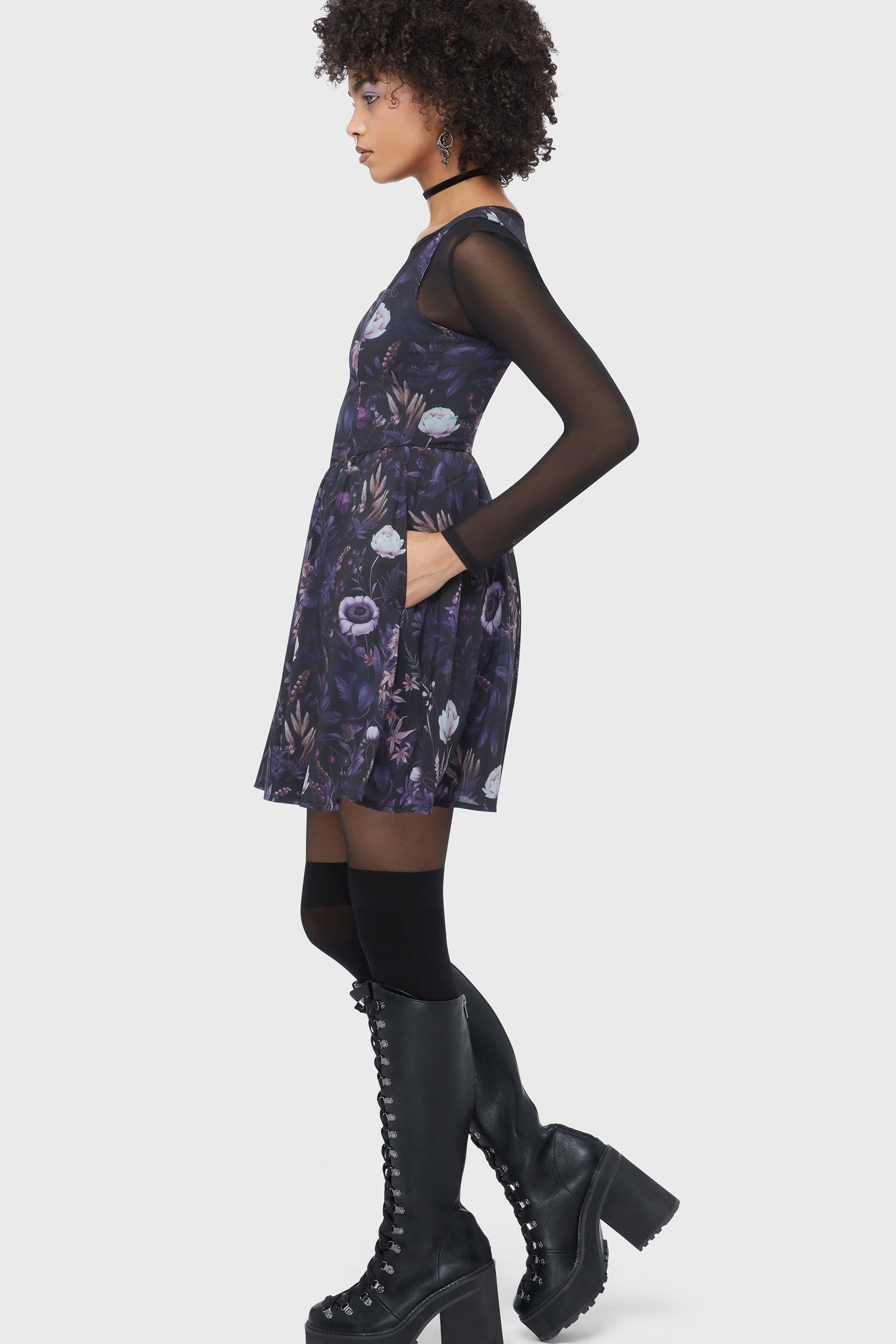 Dusk's Garden Minikleid - Black + Purple