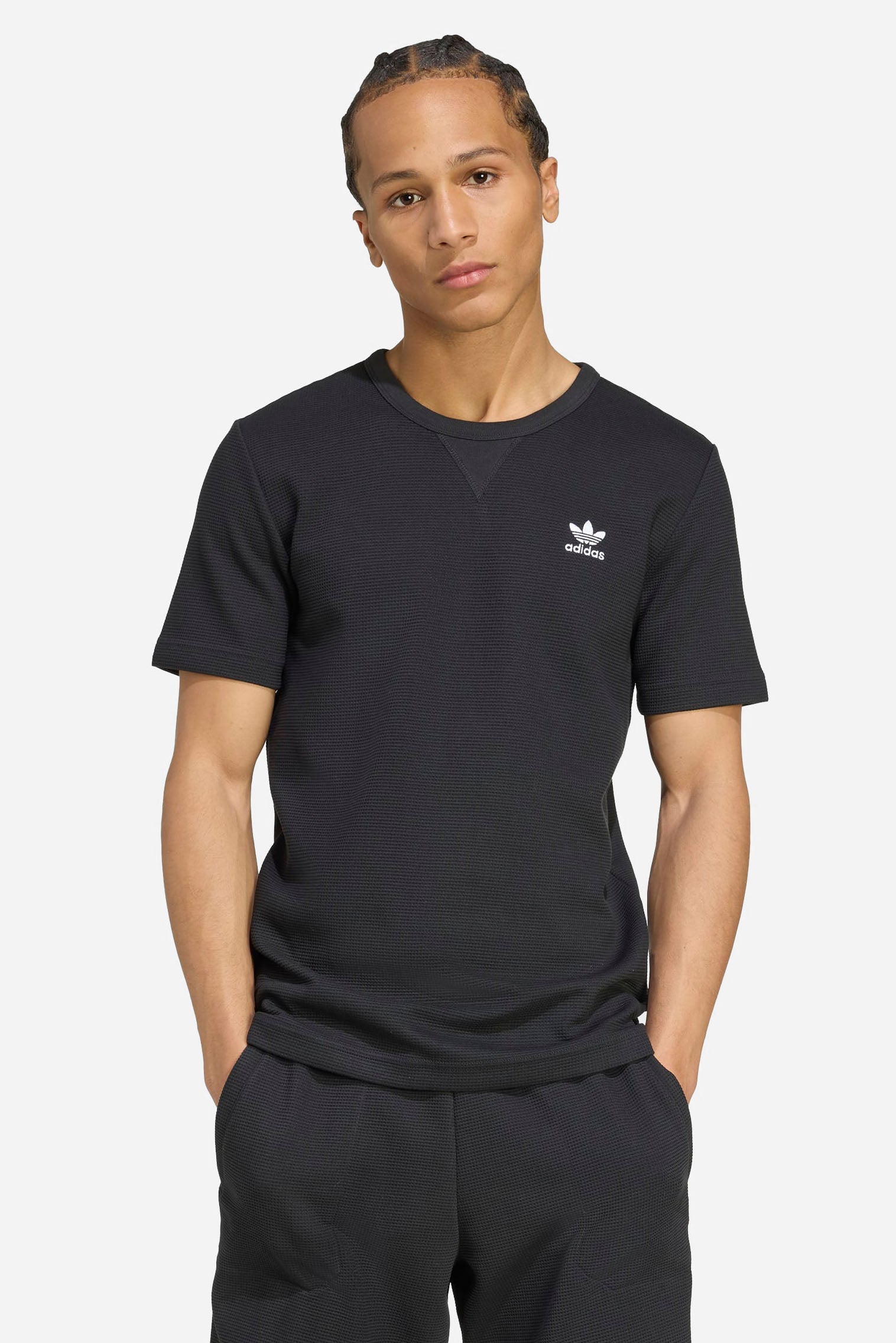 T-Shirt mit Waffelstruktur - Black