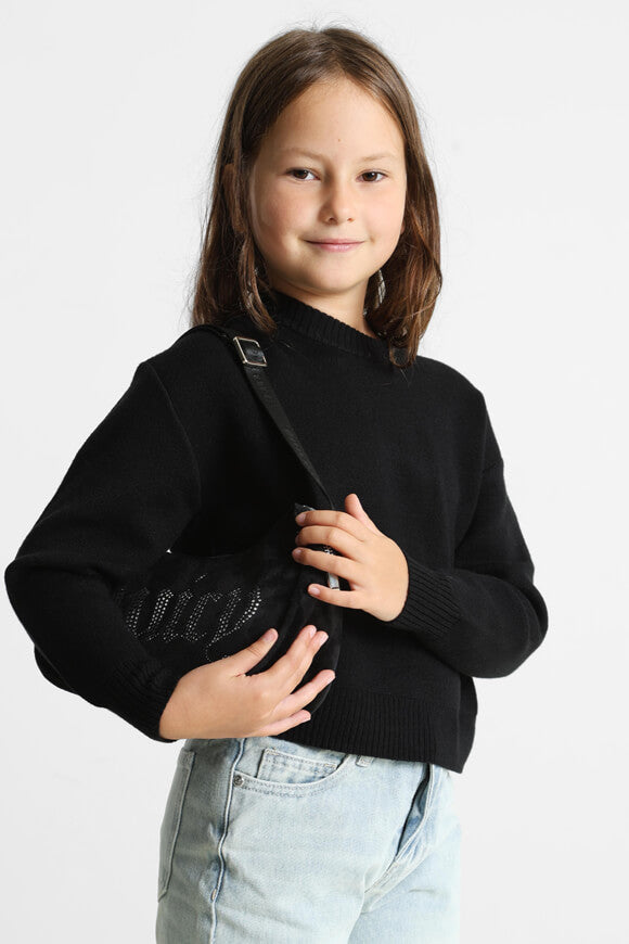 Crop Strickpullover - Schwarz
