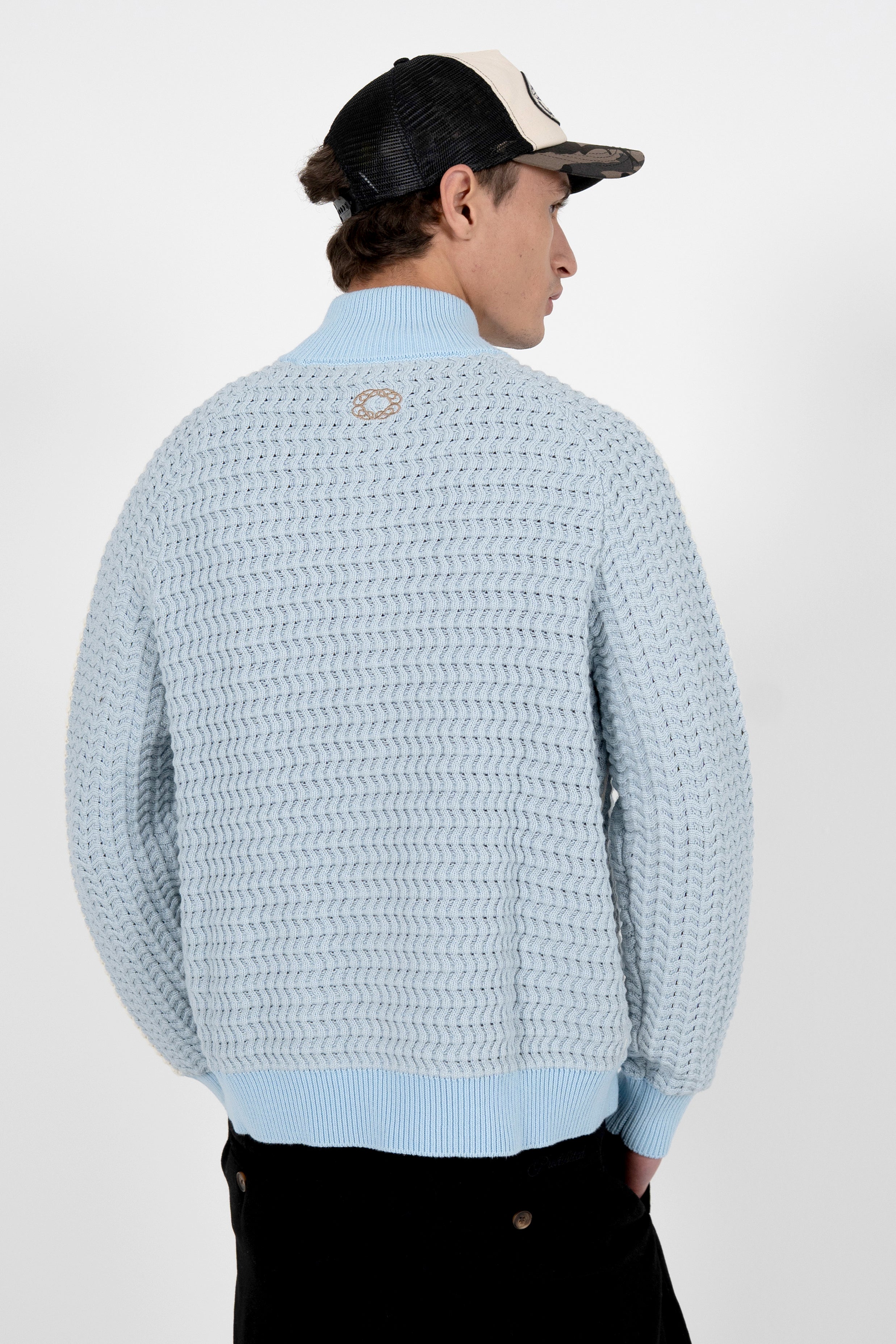 Strickjacke - Light Blue + Offwhite