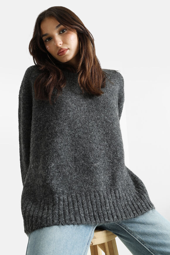 Oversize Strickpullover - Anthrazit meliert