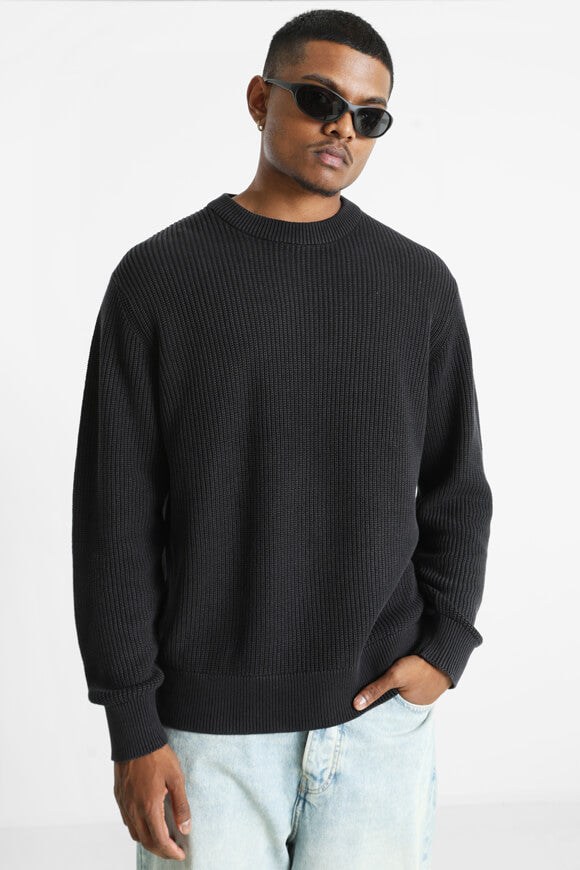 JCOMOTION Gerippter Strickpullover - Black