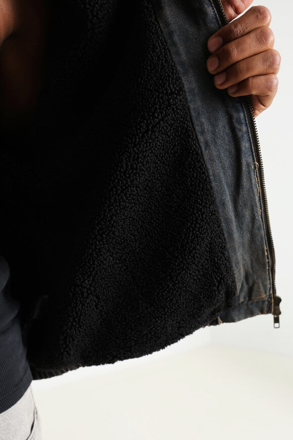 Gefütterte Jeansjacke - Schwarz/Braun