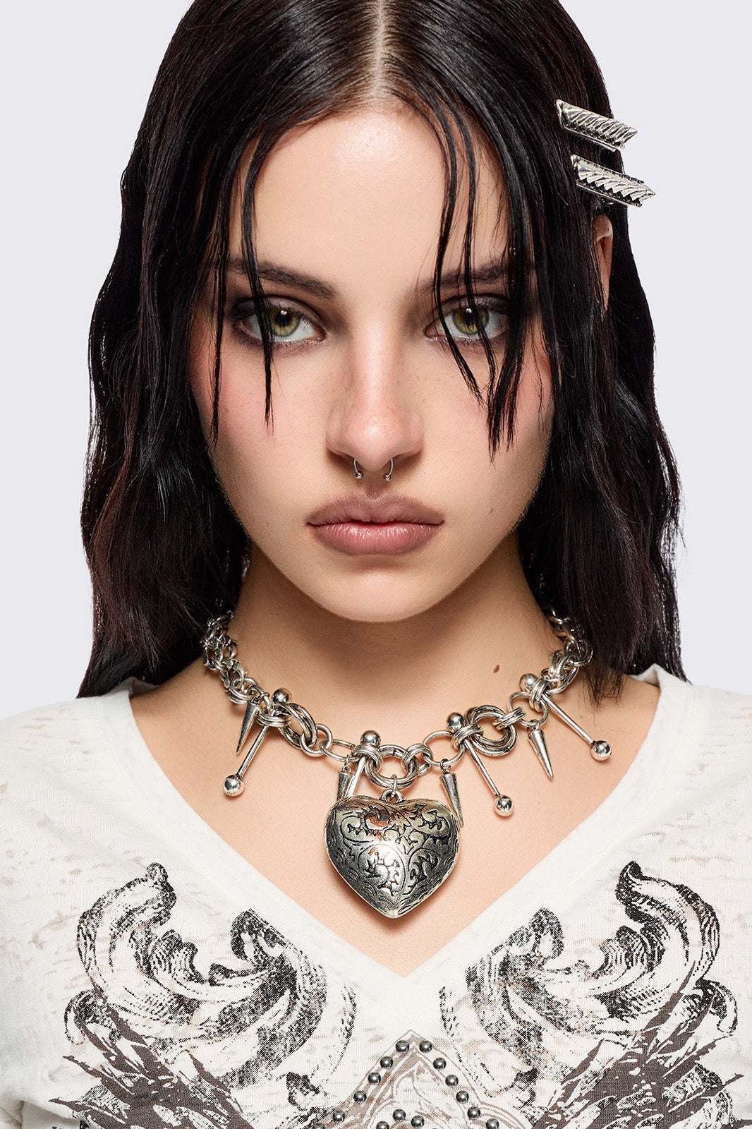 Broken Heart Halskette - Oxidized Silver