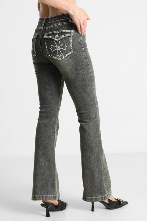 Flare Jeans - Used Schwarz