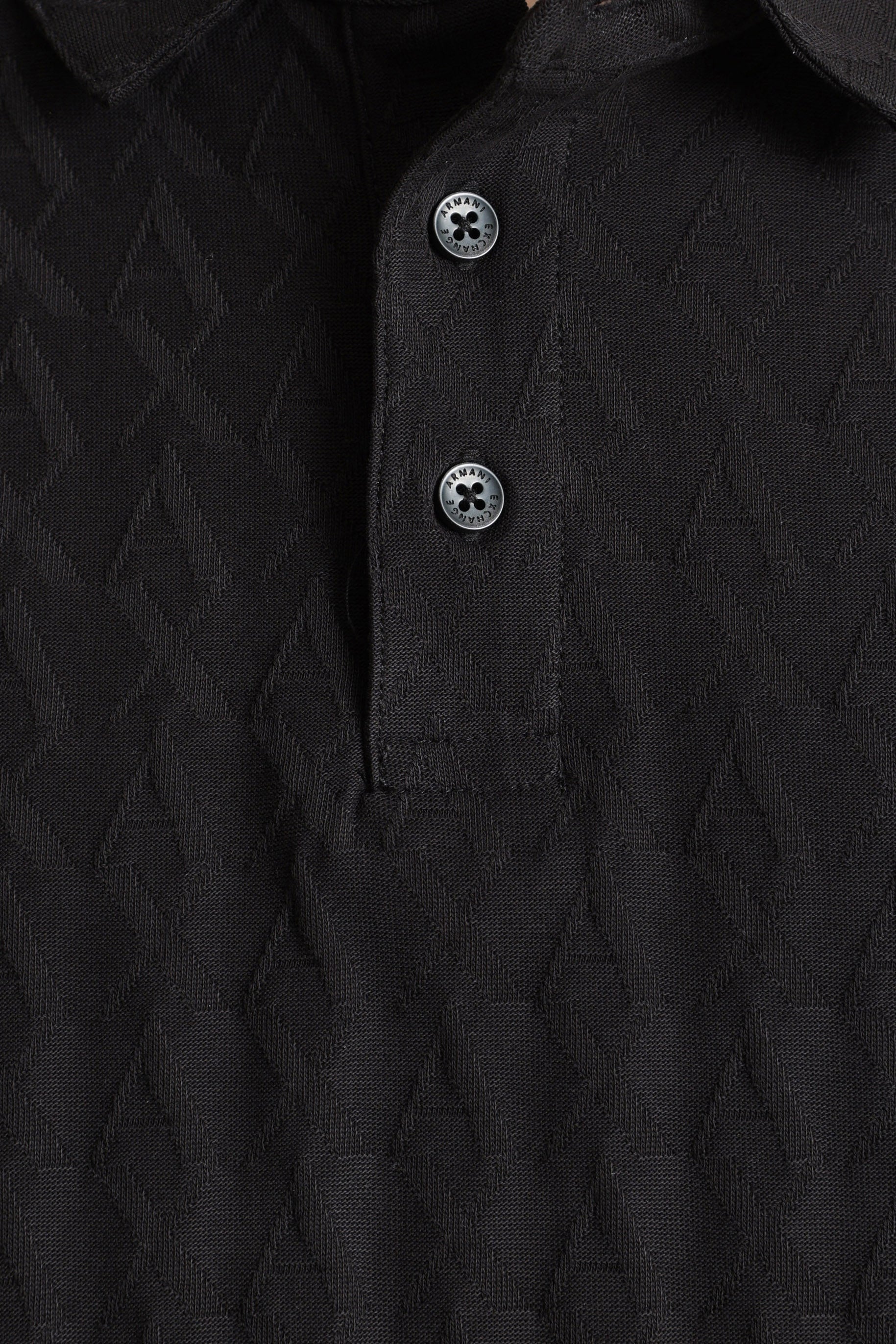 Strukturiertes Poloshirt - Black