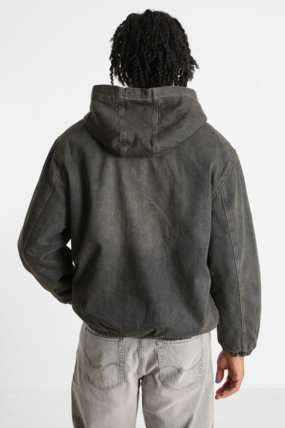 Gefütterte Jeansjacke - Schwarz/Braun