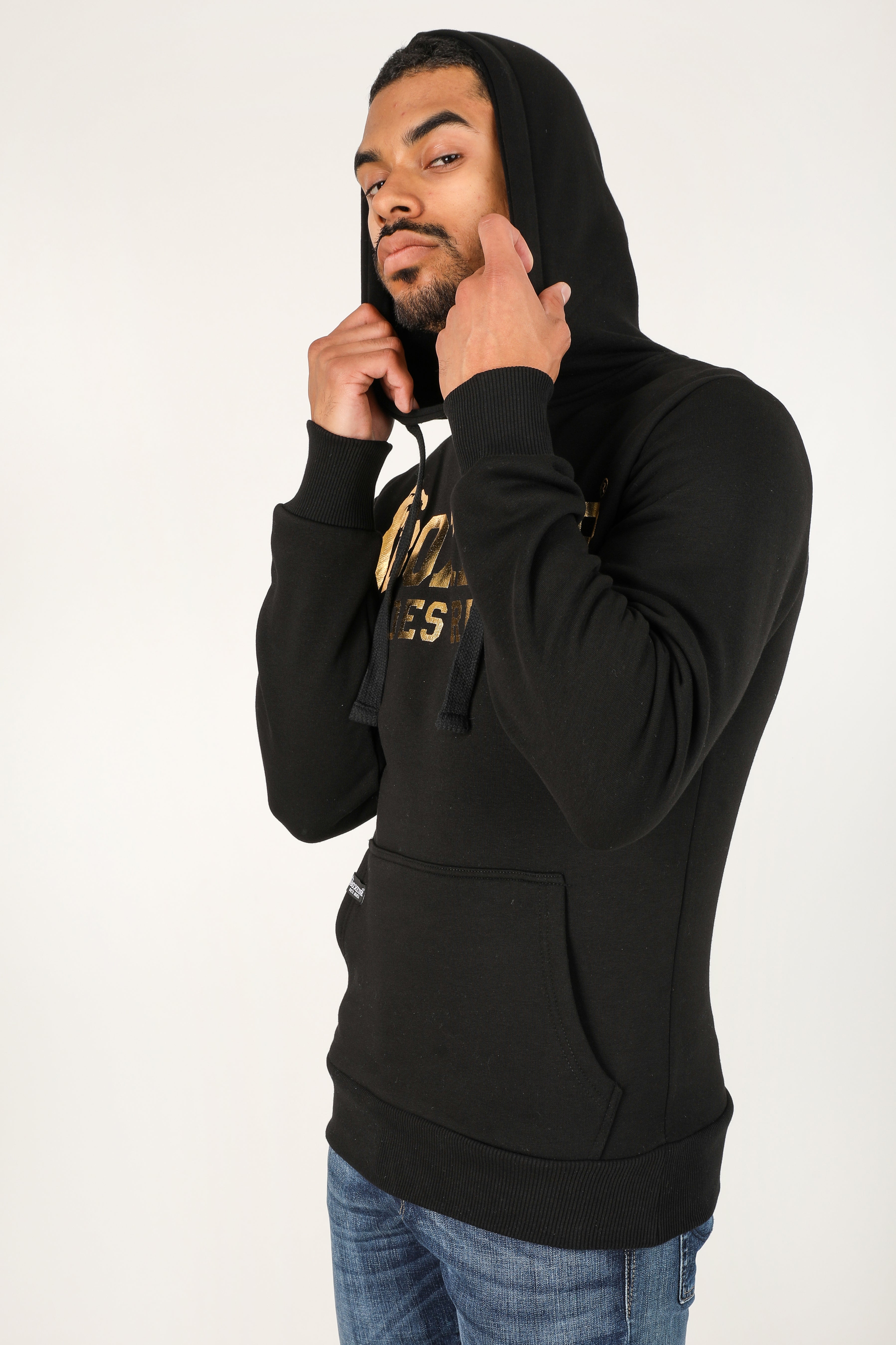 Kapuzensweatshirt - Black + Gold