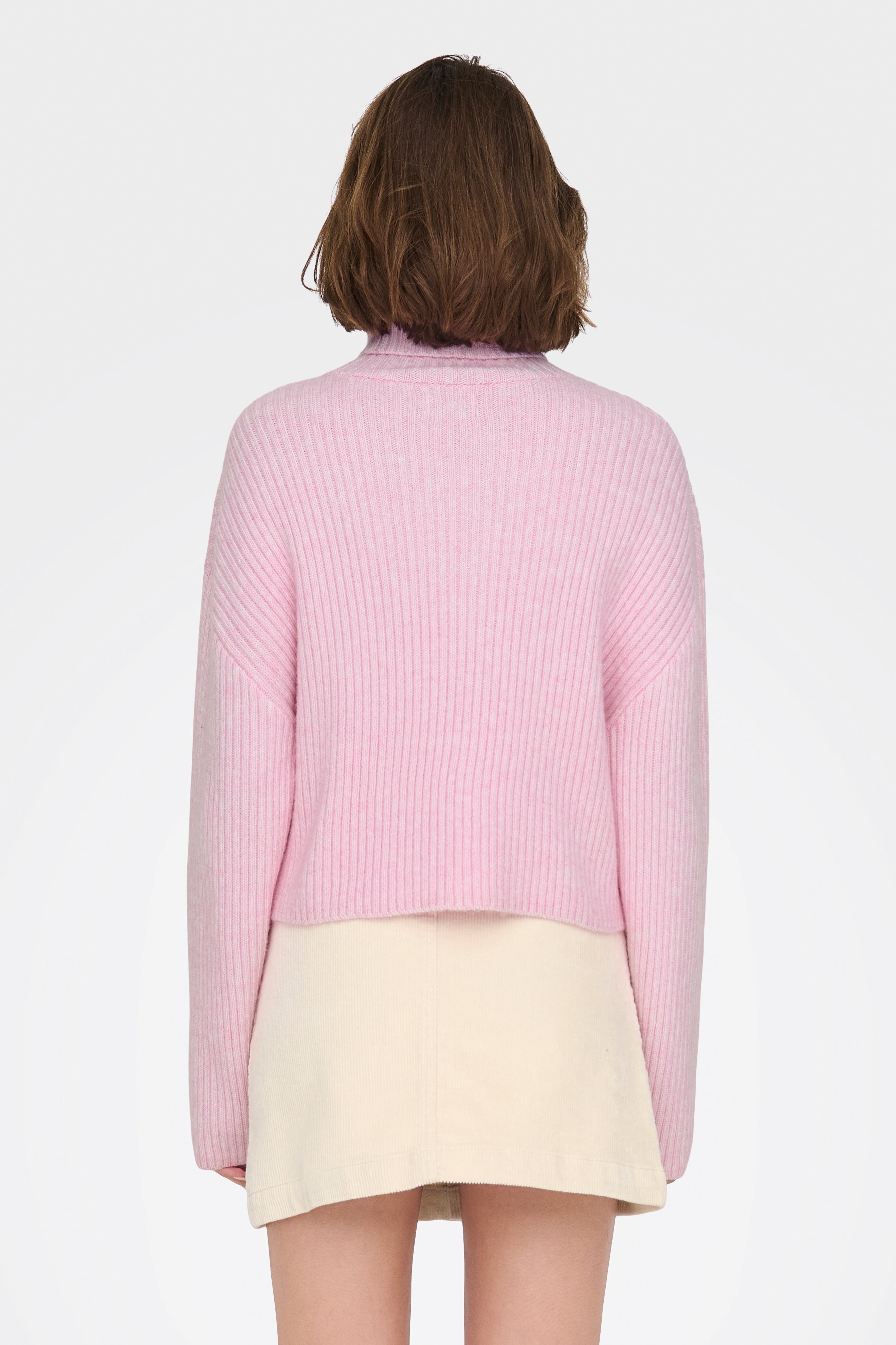 Melanie Gerippter Crop Strickpullover - Pink Lady