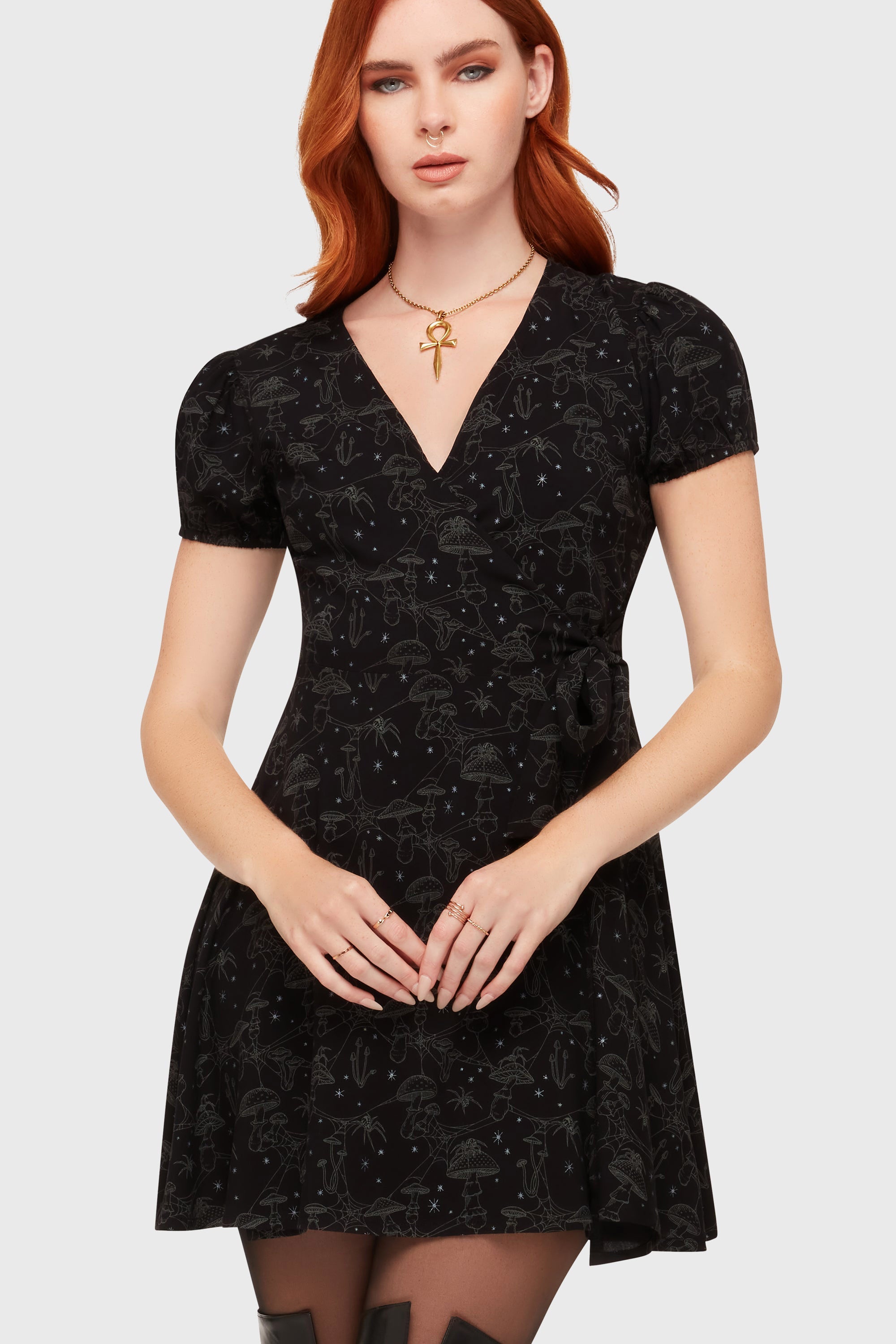 Garden Of Venom Wickelkleid - Black + Grey
