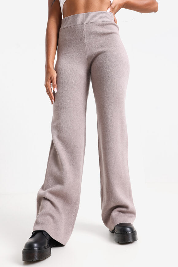 Wide Leg Strickhose - Taupe