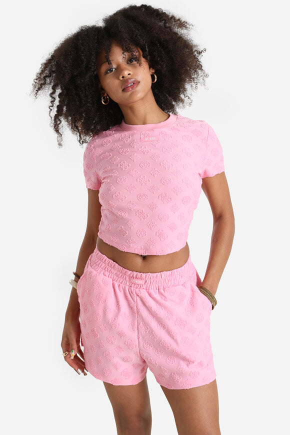Jacquard Peony Crop T-Shirt - Pink