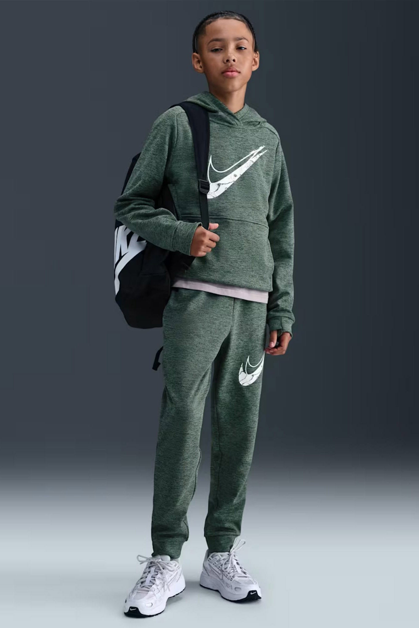 Multi Stain Repel Kapuzensweatshirt - Fir + Clay Green + Heather