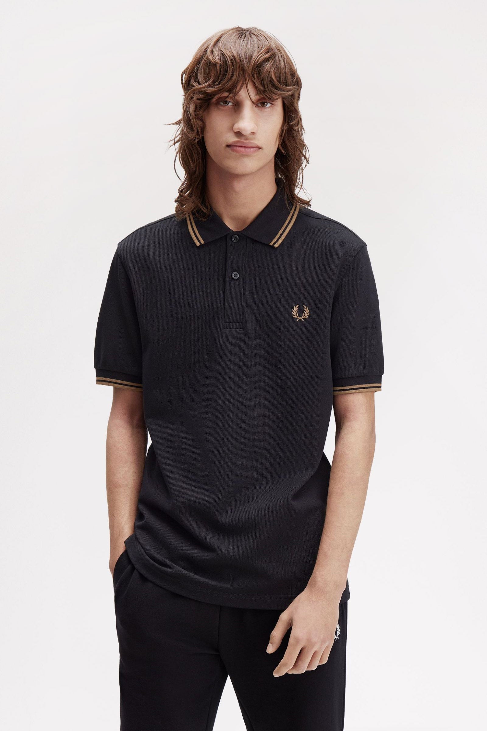 Twin Tipped Poloshirt - Black + Shaded Stone