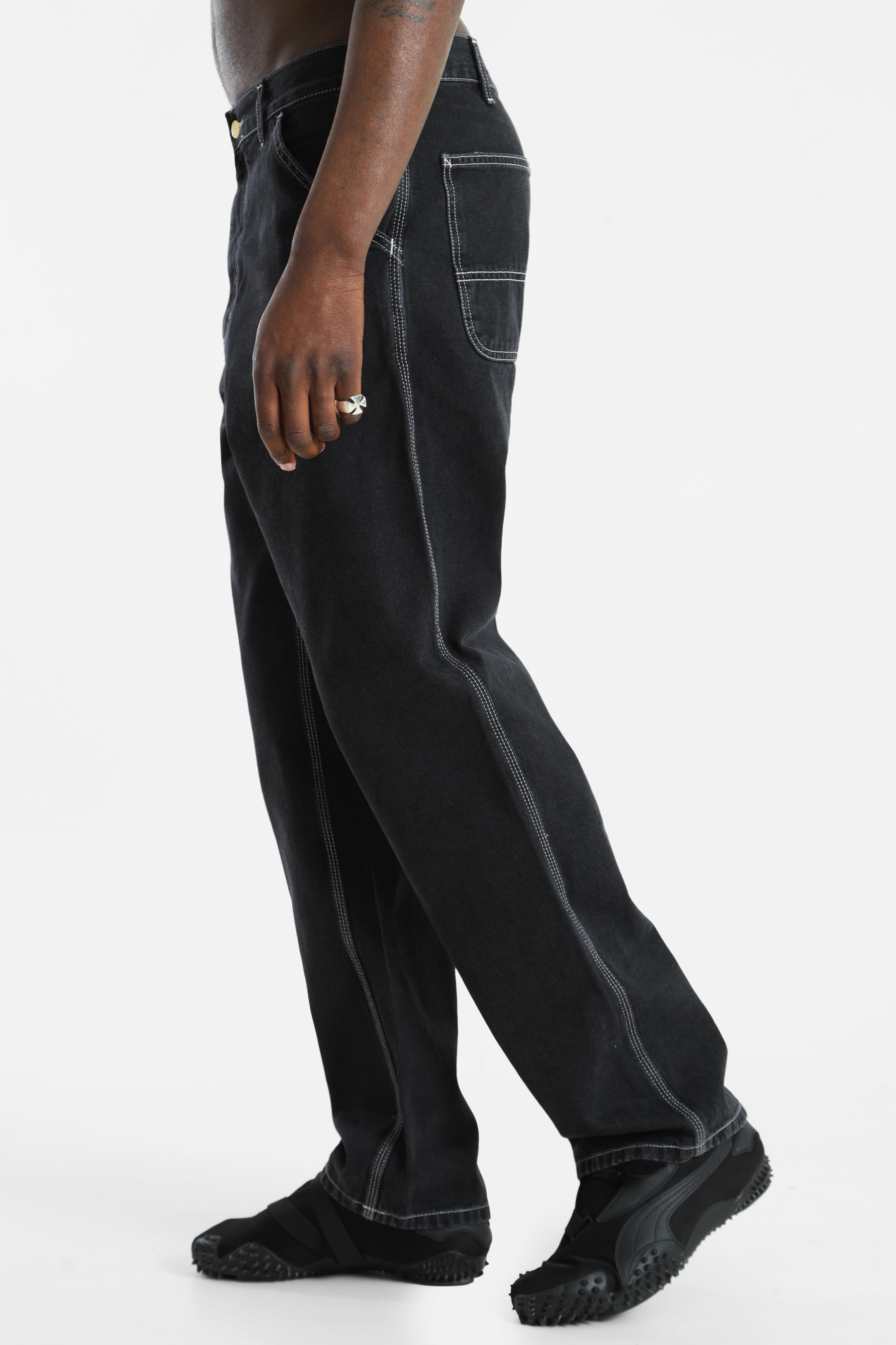 Relaxed Straight Fit Jeans - Black Stone Washed
