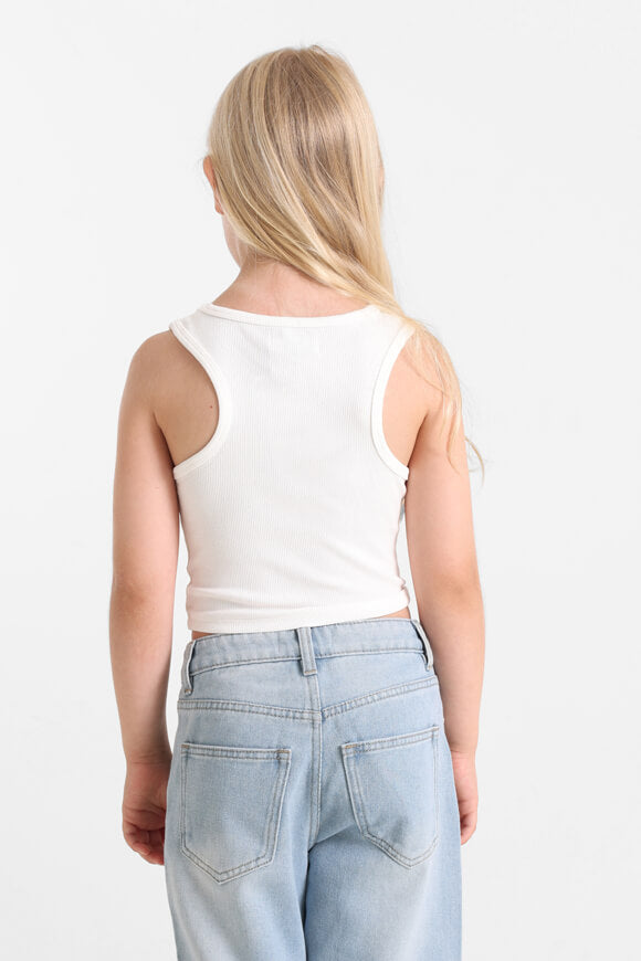 Geripptes Crop Tanktop - Offwhite