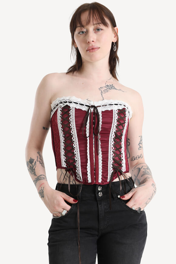 Satin Corsage-Top - Bordeaux
