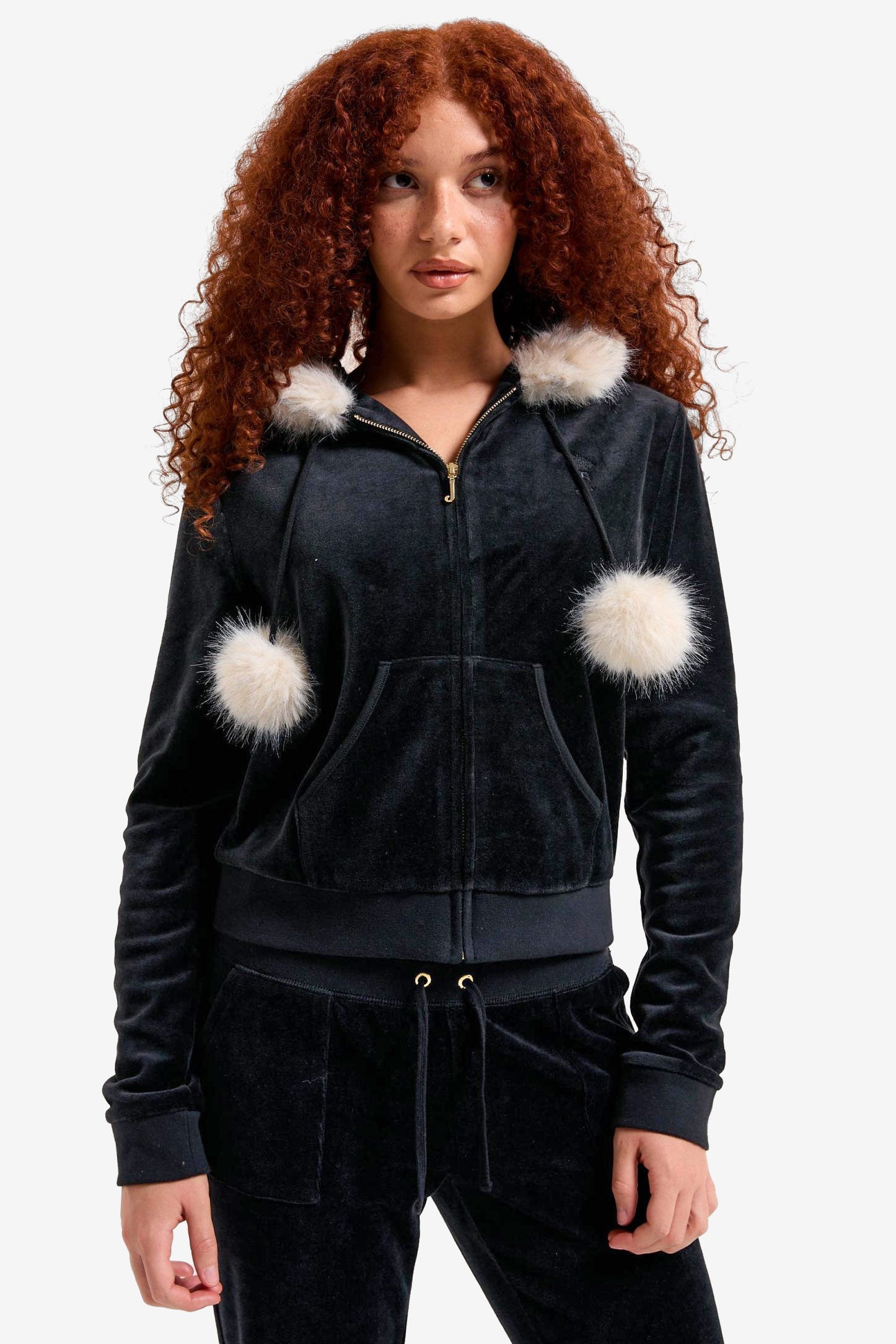 Samt Crop Jacke - Black