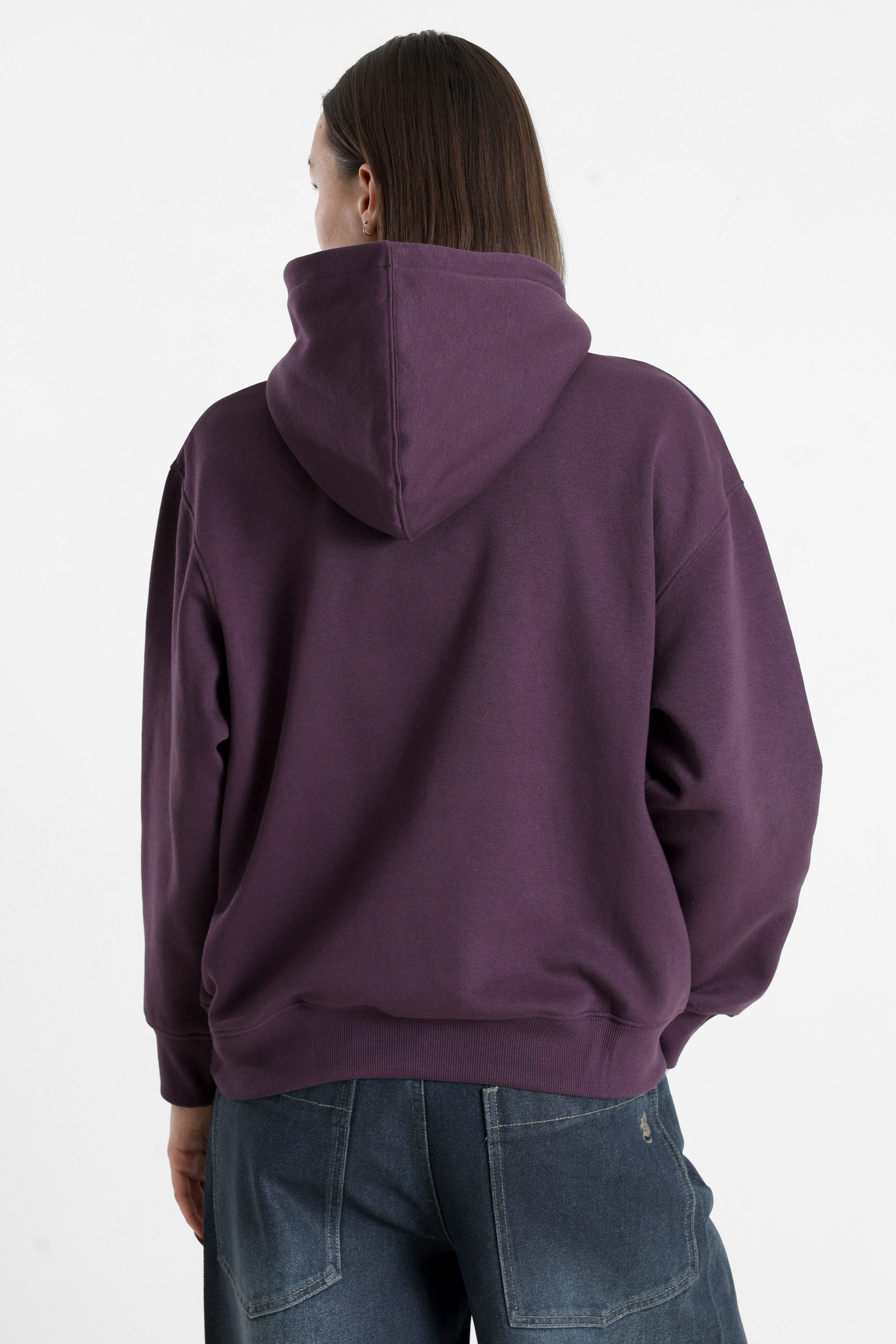 Kapuzensweatshirt - Aubergine + Weiss